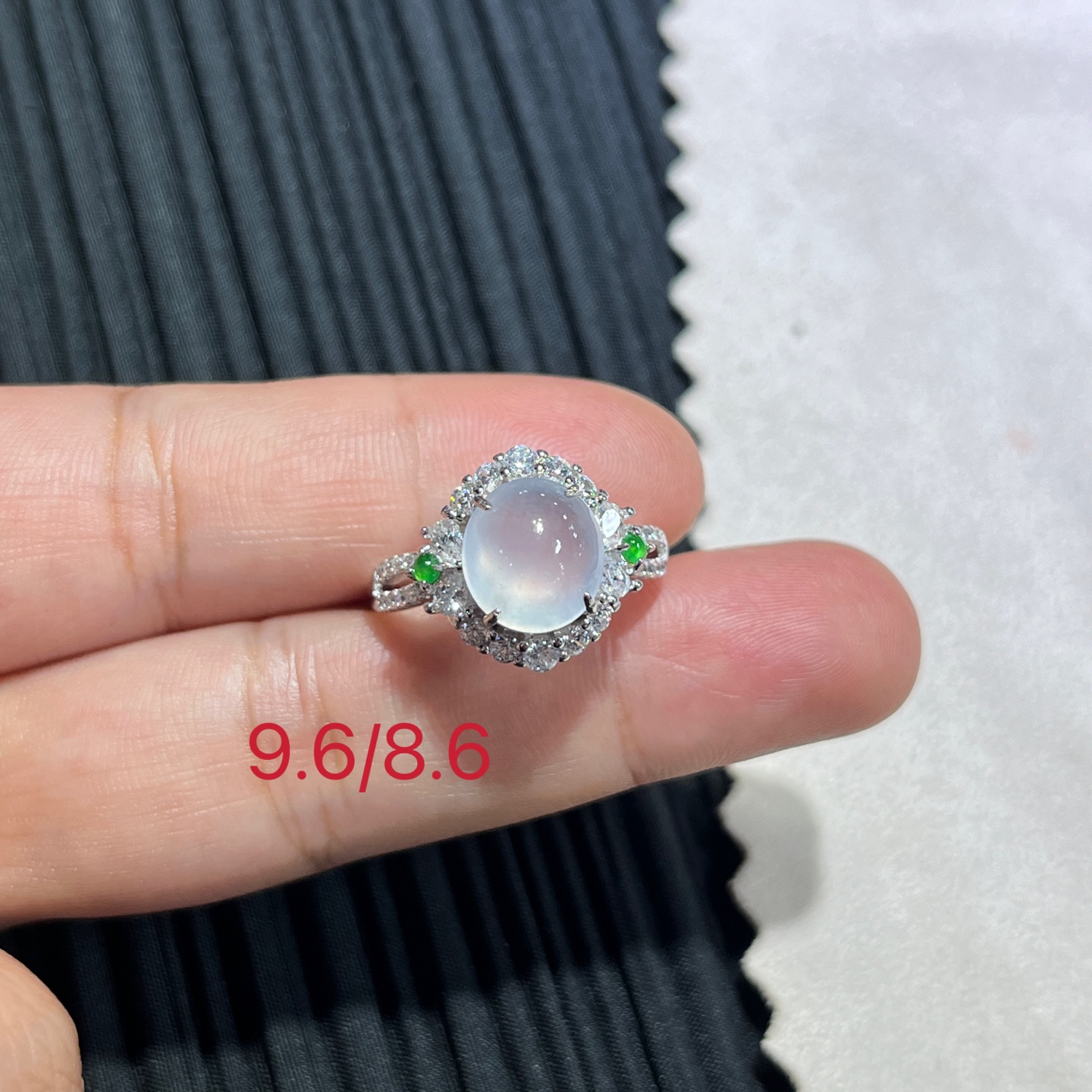 Myanmar Jade Silver-Set Ice Ring