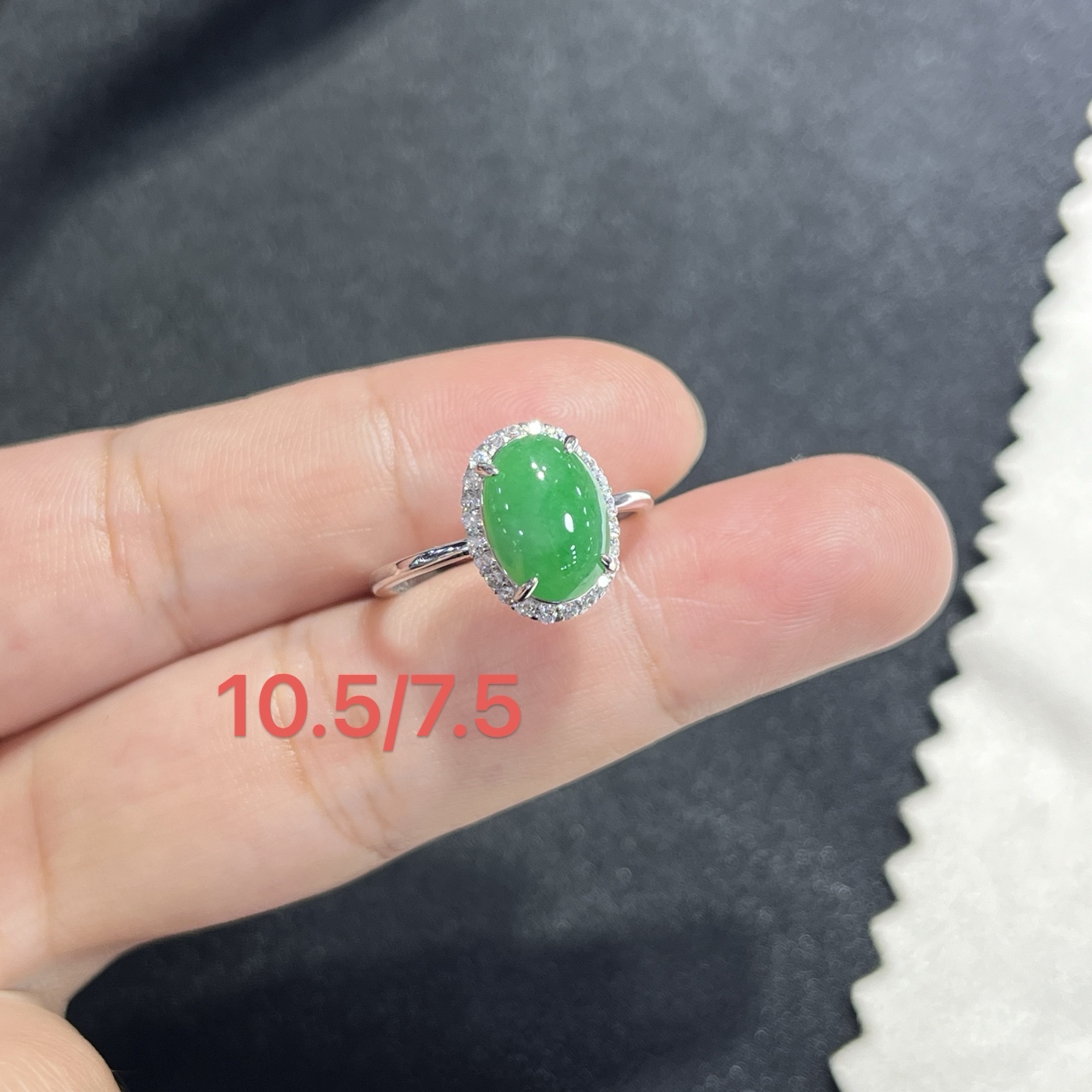 Myanmar Jade Silver-Set Green Ring