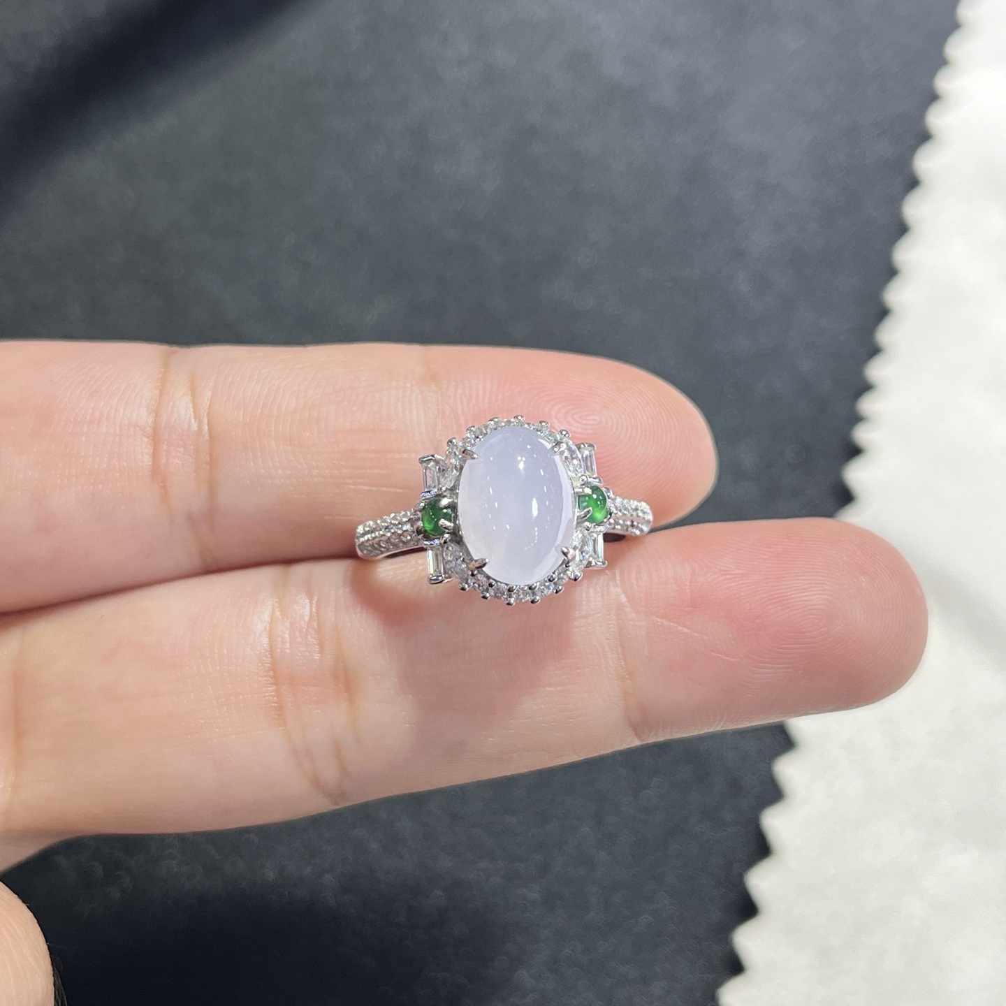 Myanmar Jade Silver-Inlay Ring 2
