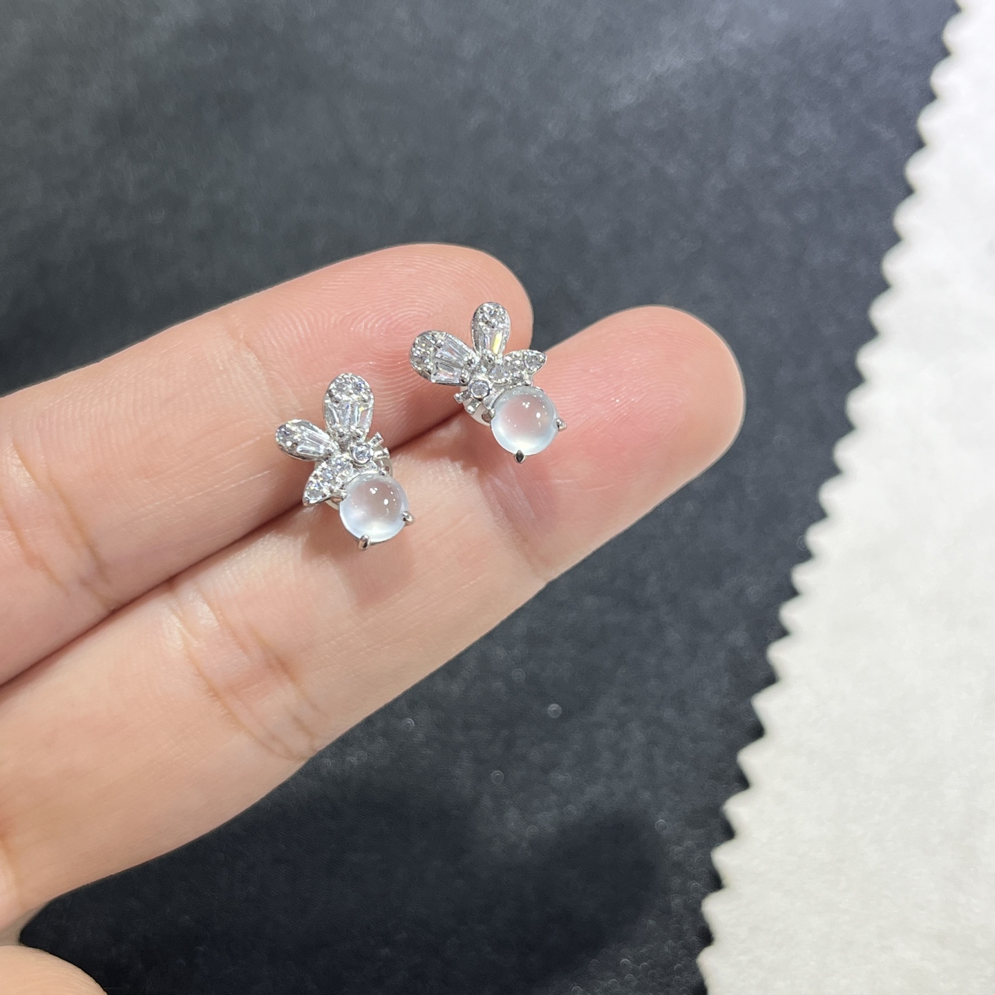 Myanmar Jade Silver-Plated High-Ice Stud Earrings 4