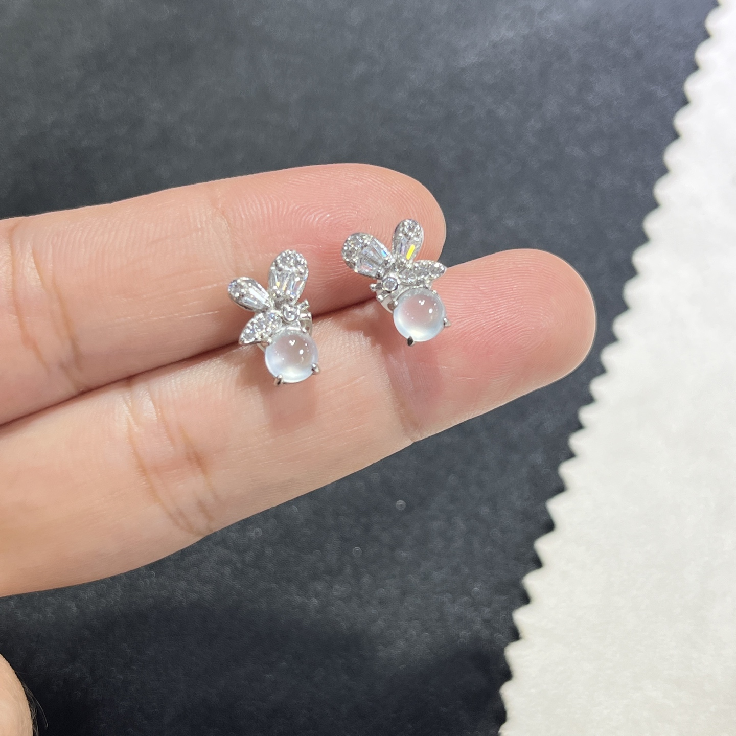 Myanmar Jade Silver-Set High-Ice Stud Earrings