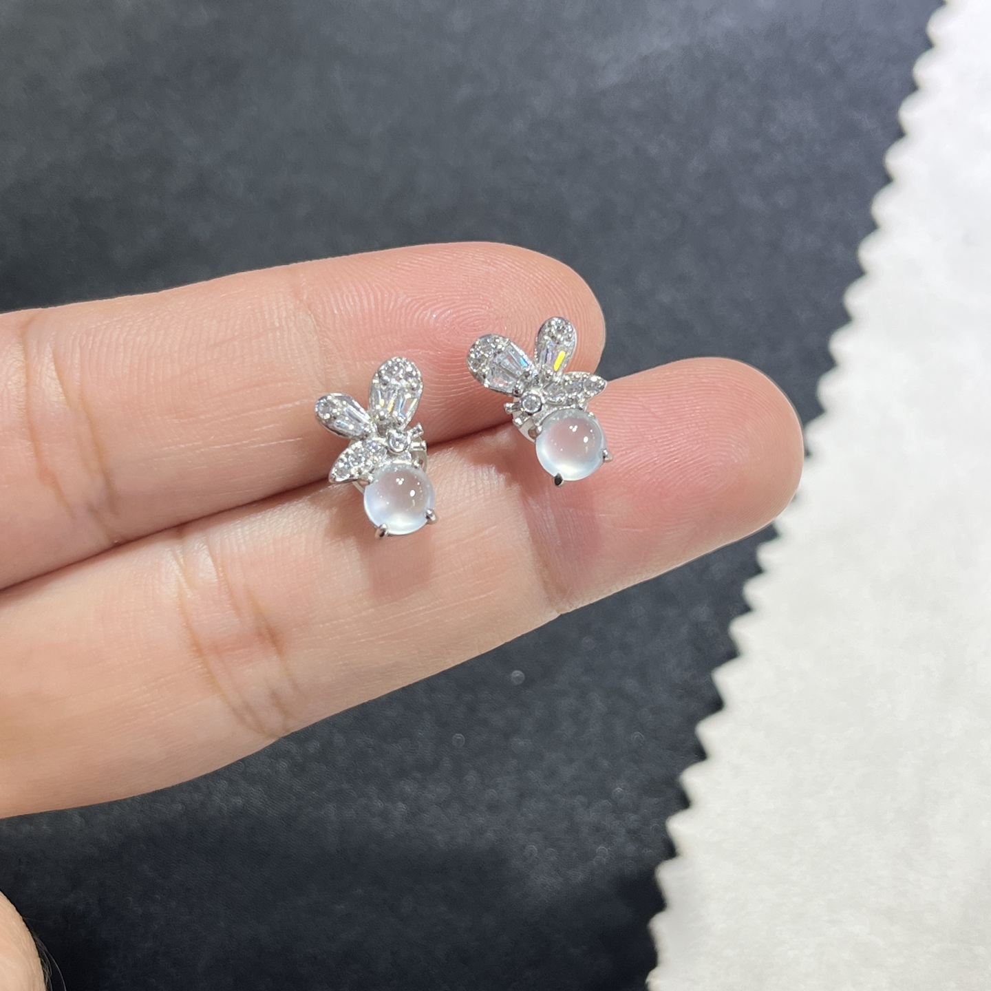 Myanmar Jade Silver-Plated High-Ice Stud Earrings 2
