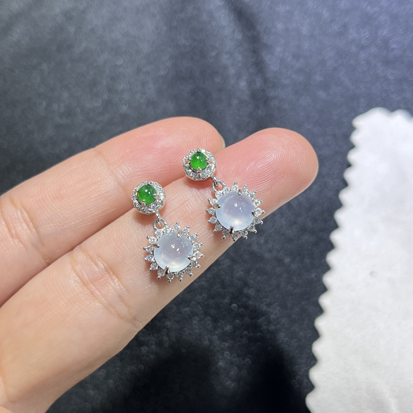 Myanmar Jade Silver-Plated Ice Drop Earrings 2