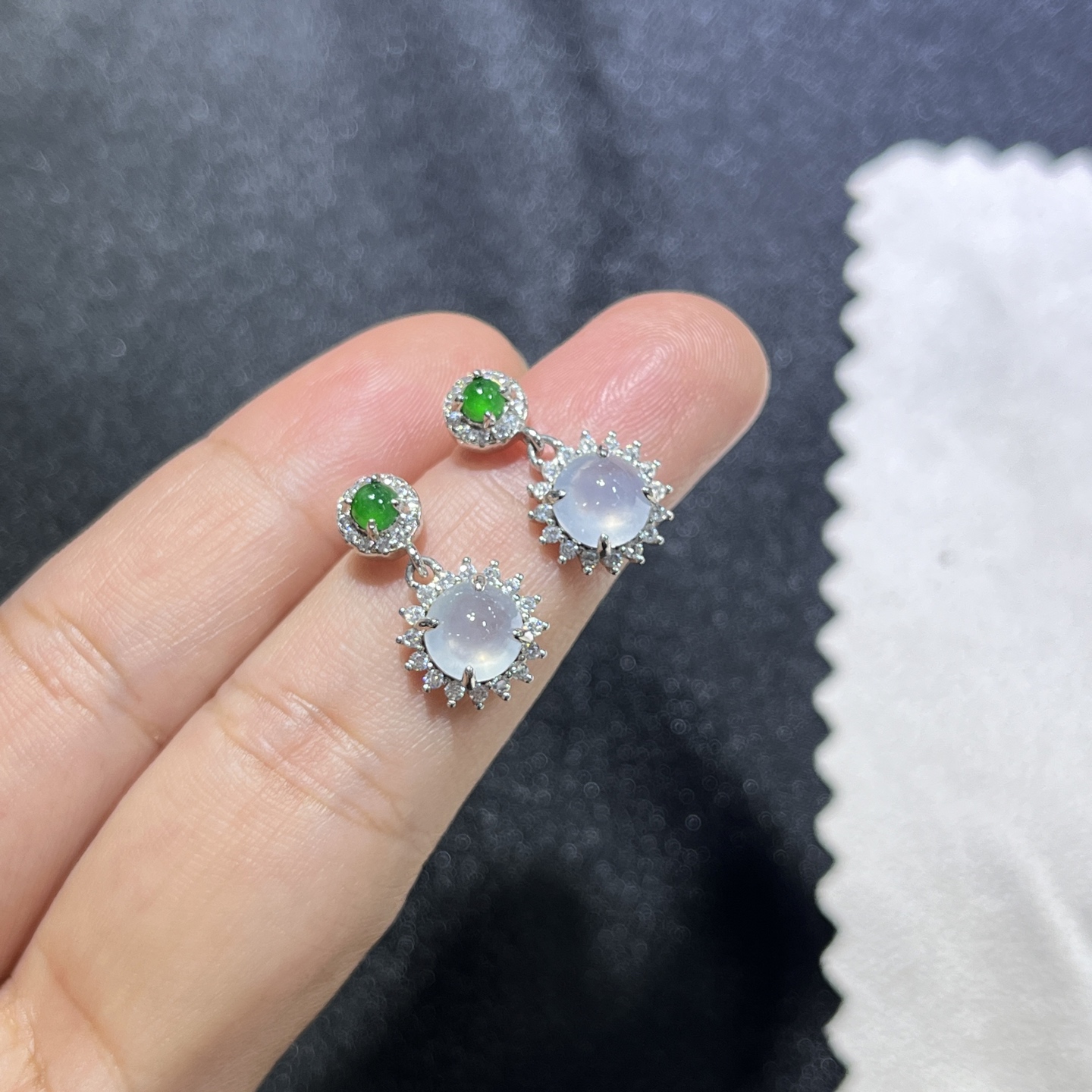 Myanmar Jade Silver-Plated Ice Drop Earrings 4