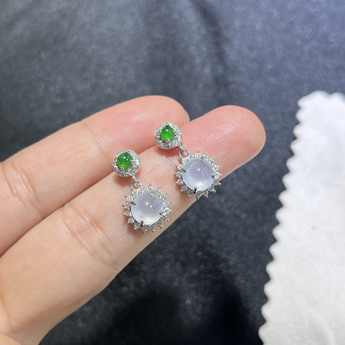 Myanmar Jade Silver-Plated Ice Drop Earrings 3