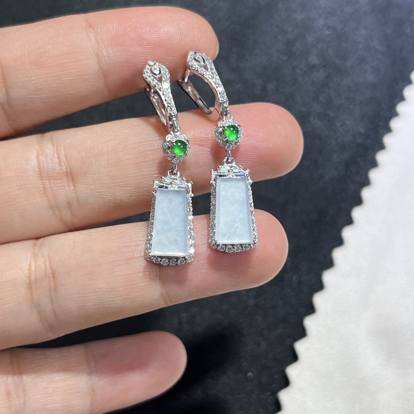 Myanmar Jade Silver-Plated Earrings 2