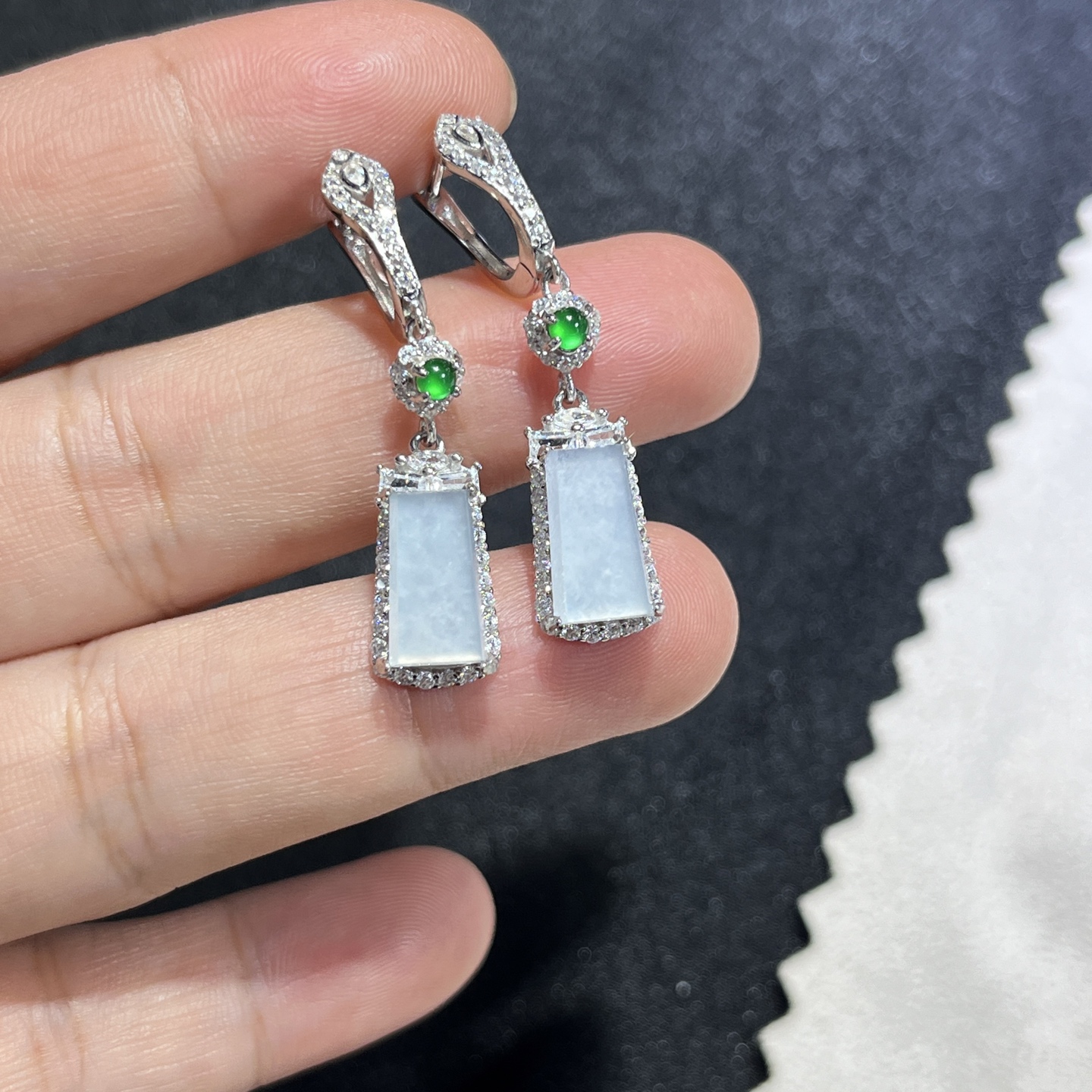 Myanmar Jade Silver-Plated Earrings 3