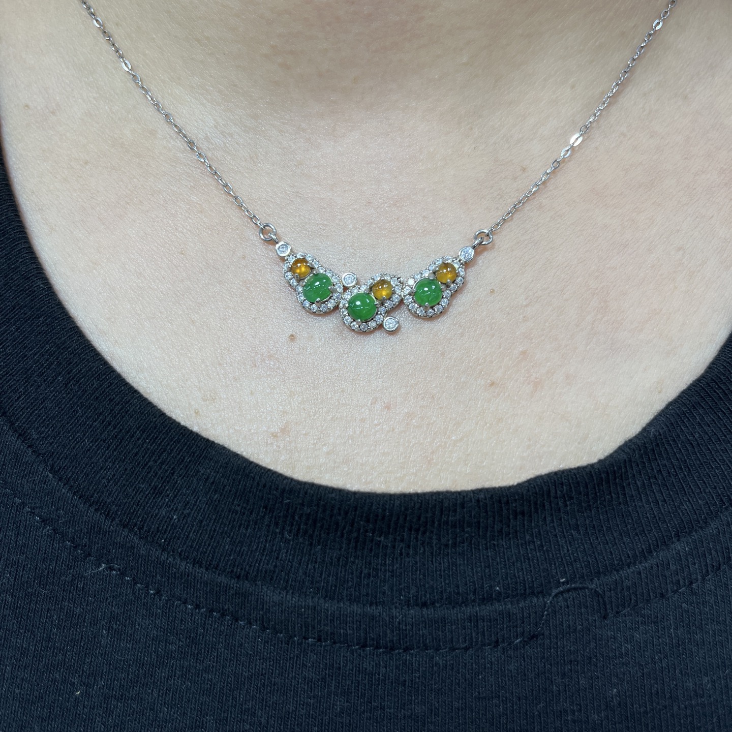 Myanmar Jade Silver-Inlaid Elegant Choker 4