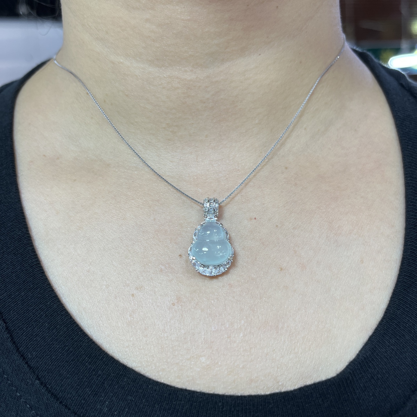 Myanmar Jade Silver-Plated Gourd Pendant 4