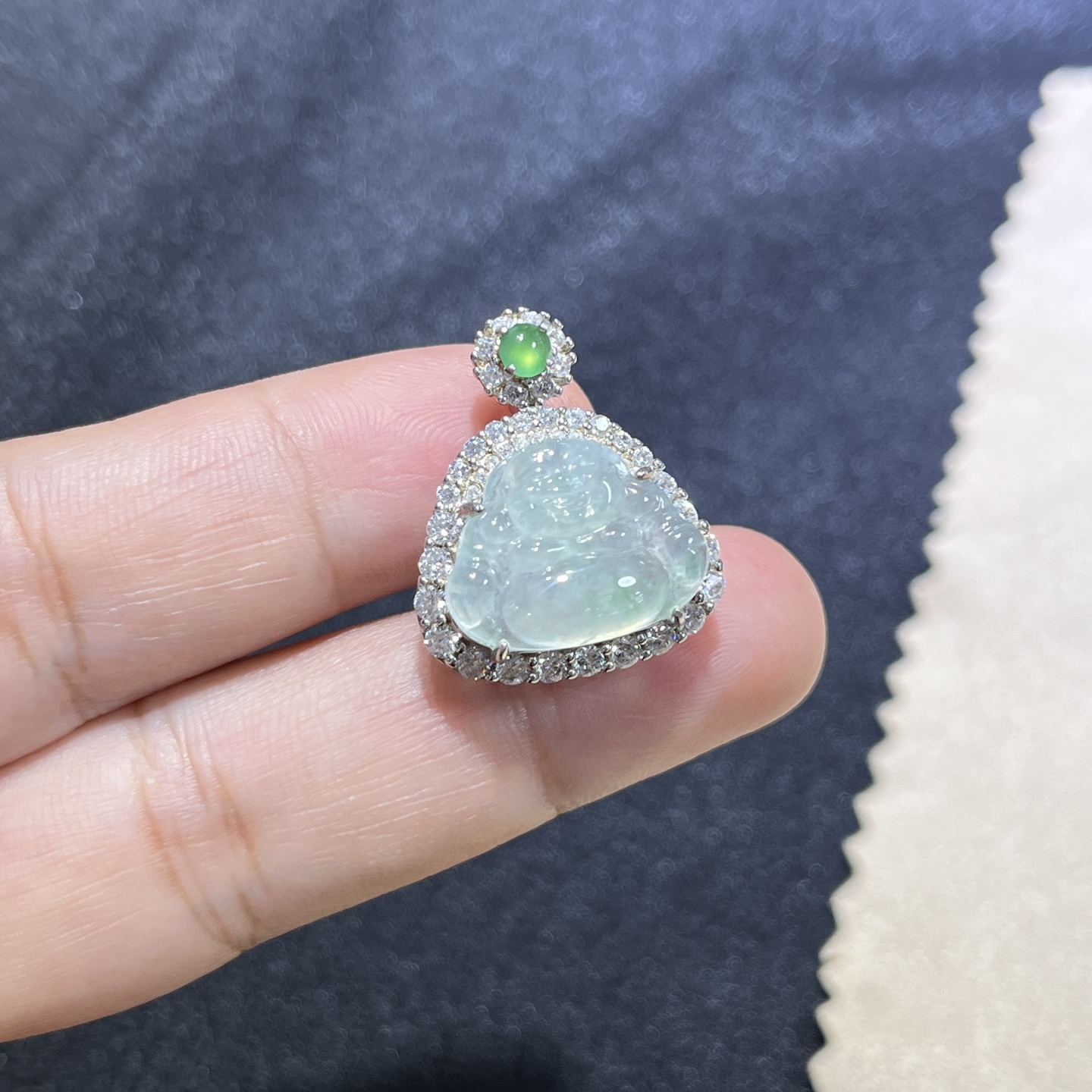 Myanmar Jade Silver-Plated Buddha Pendant 3