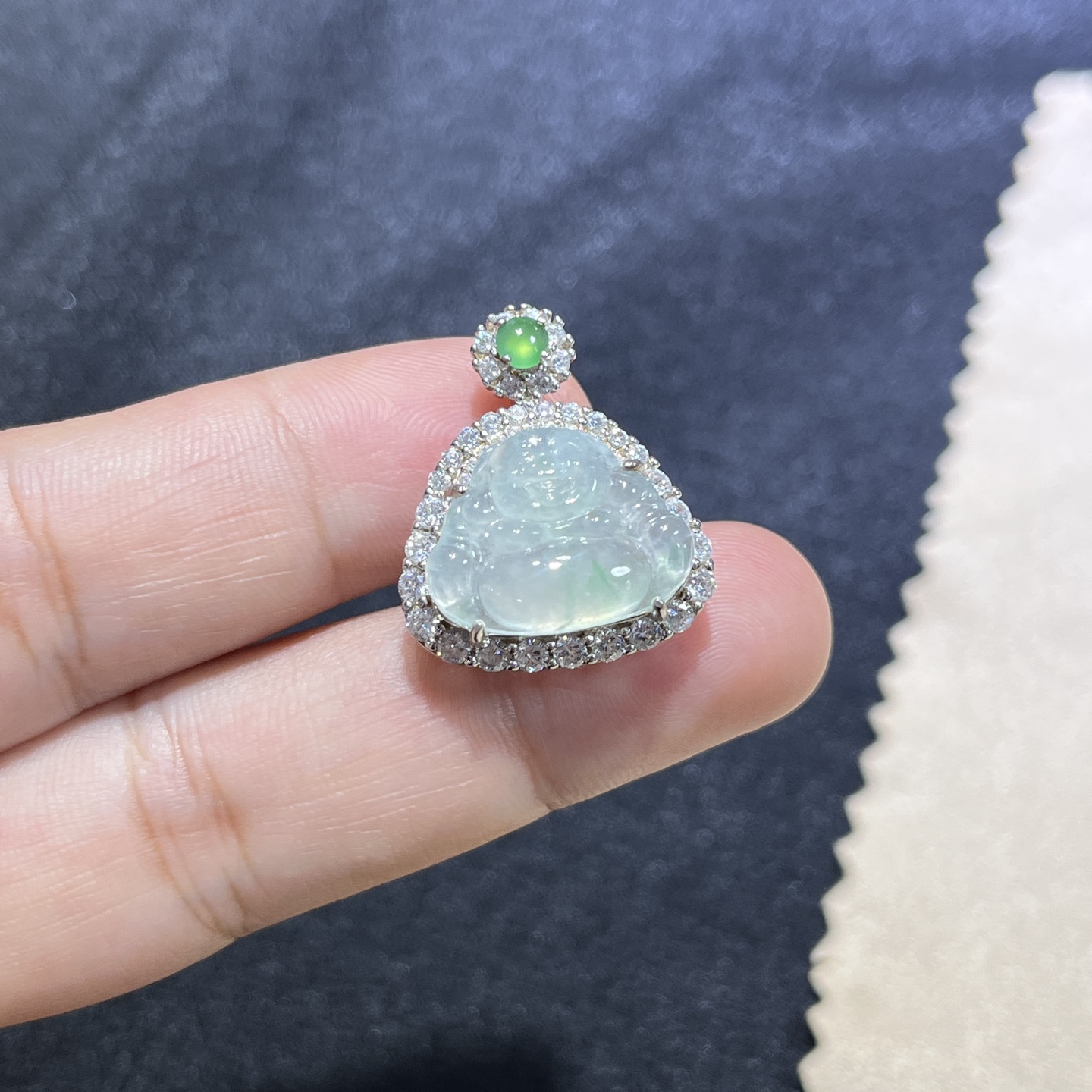 Myanmar Jade Silver-Plated Buddha Pendant 2