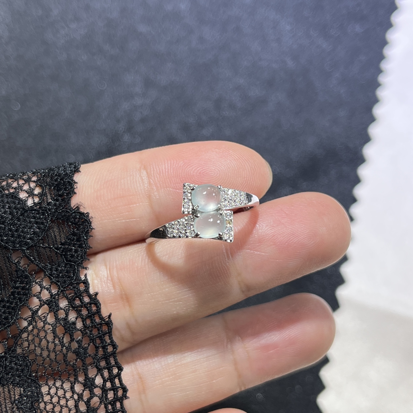 Myanmar Jade Silver-Inlaid Exquisite Ring