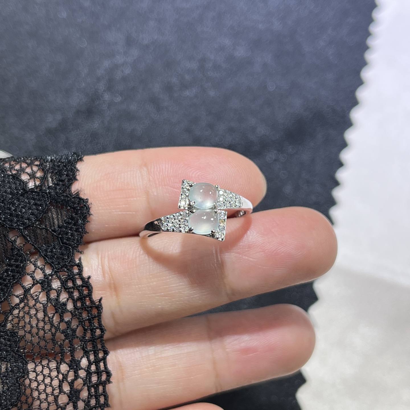 Myanmar Jade Silver-Set Exquisite Ring 2