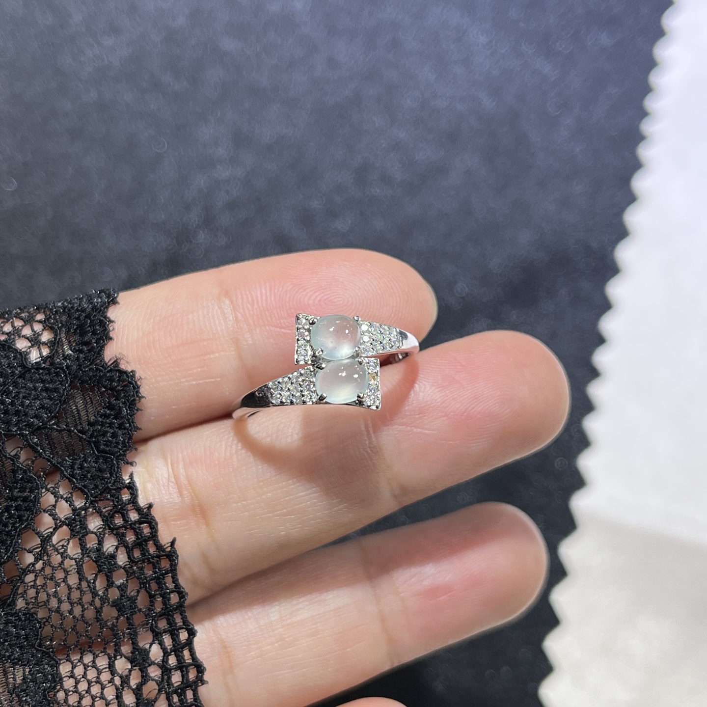 Myanmar Jade Silver-Set Exquisite Ring 3