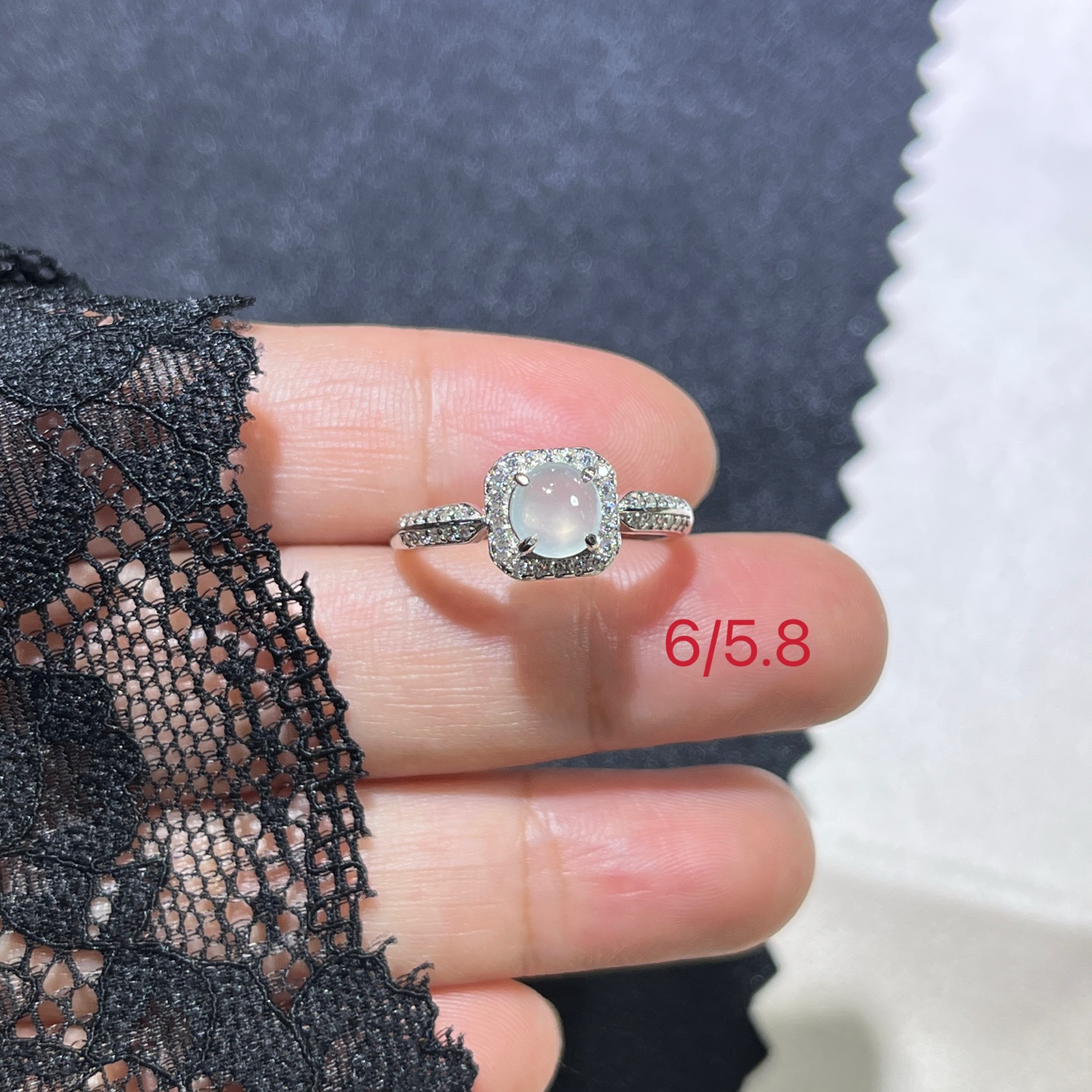 Myanmar Jade Silver-Set Ice Ring