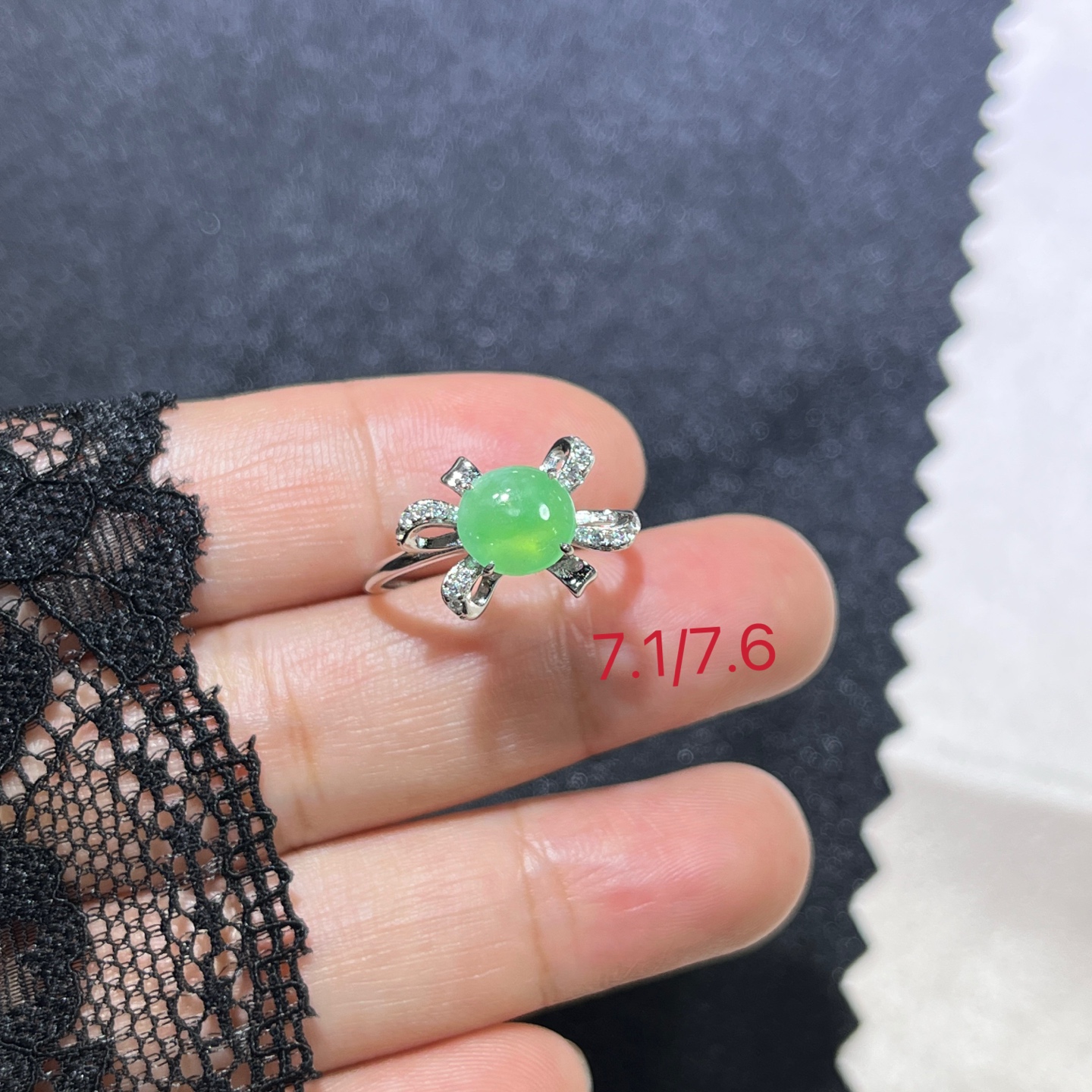 Myanmar Jade Silver-Inlaid Exquisite Ring
