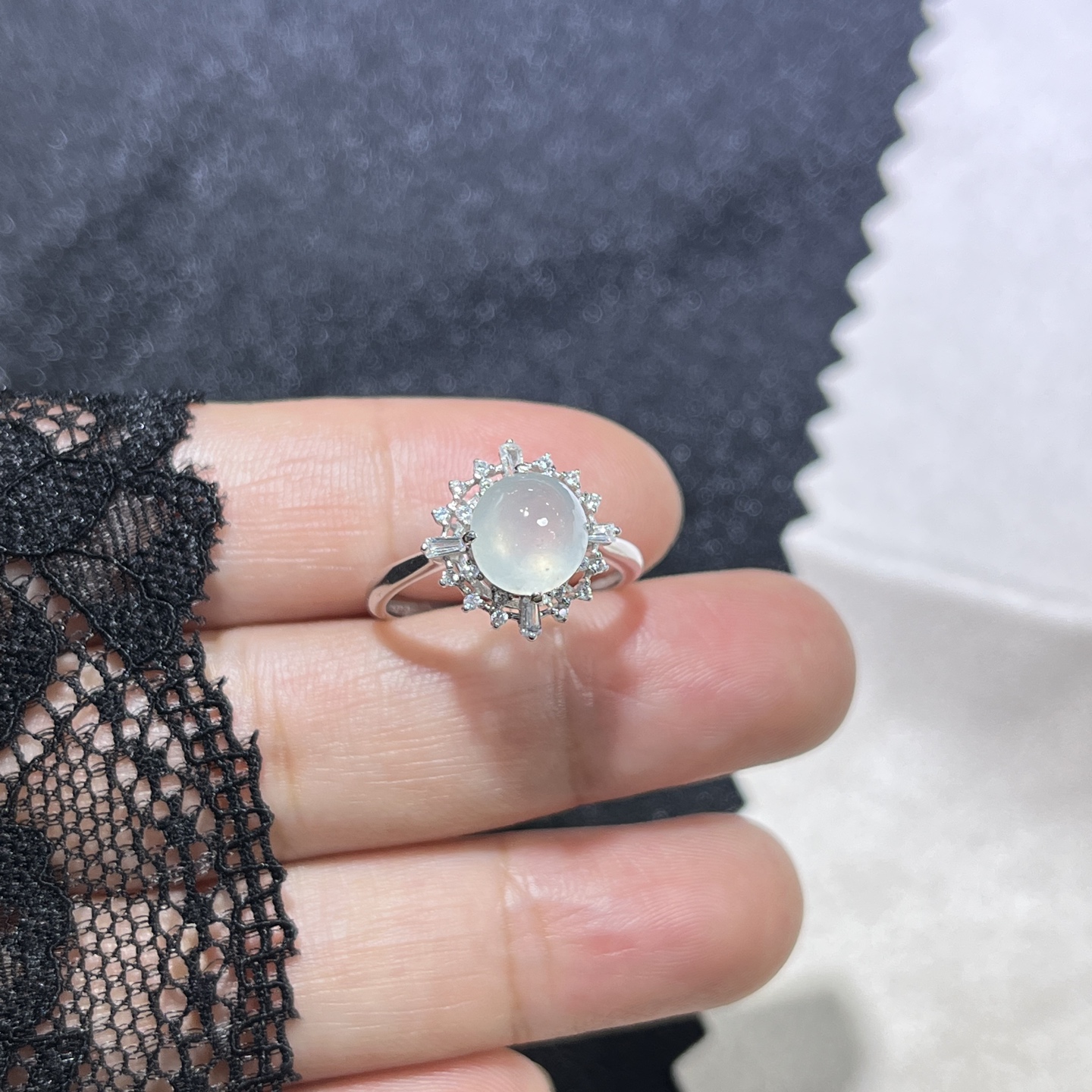 Myanmar Jade Silver-Set Exquisite Ring 4