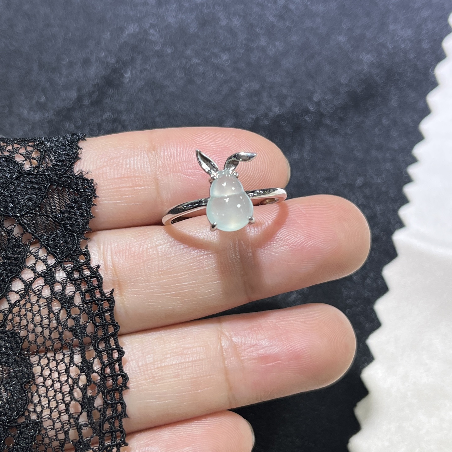 Myanmar Jade Silver-Plated Gourd Ring 4