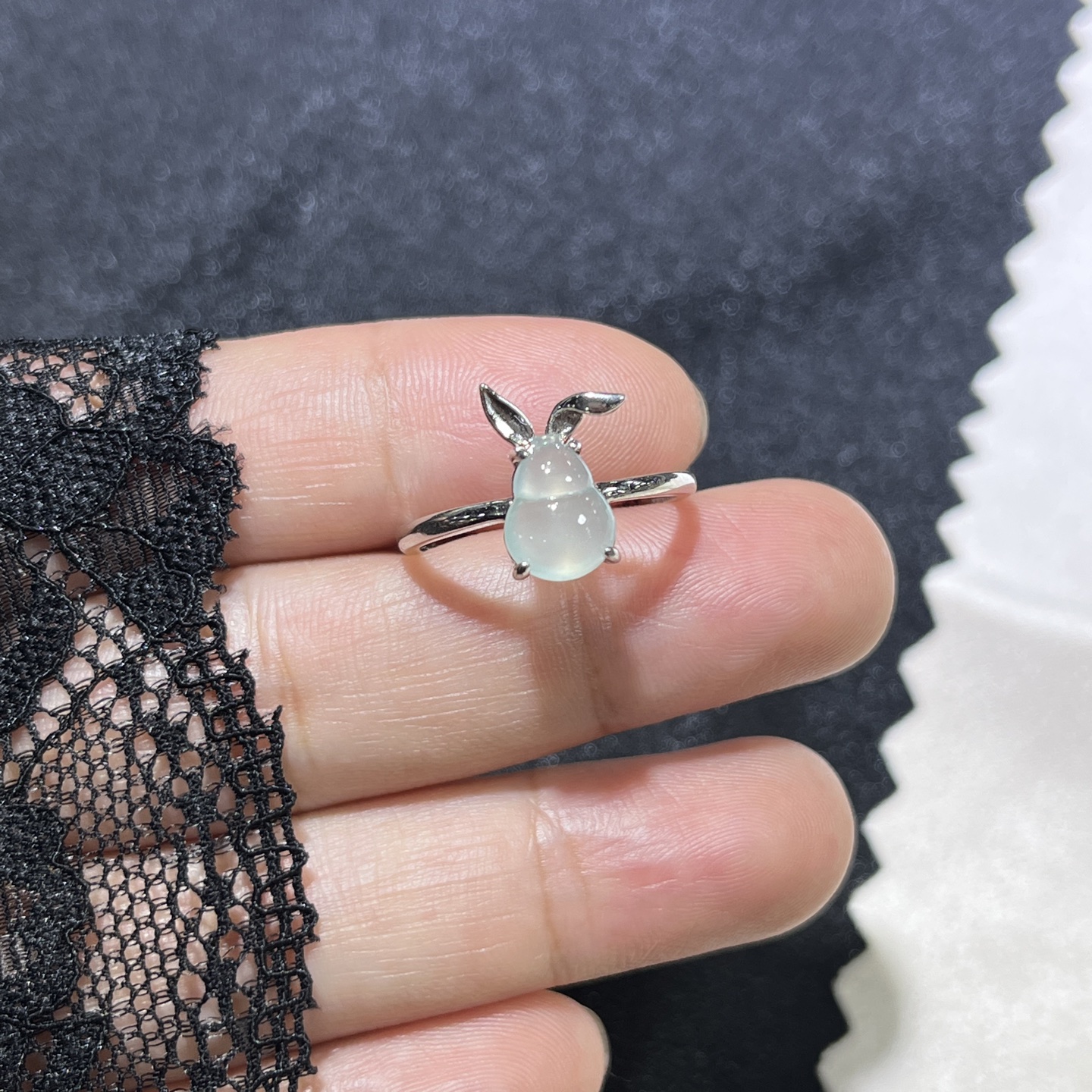 Myanmar Jade Silver-Plated Gourd Ring 3