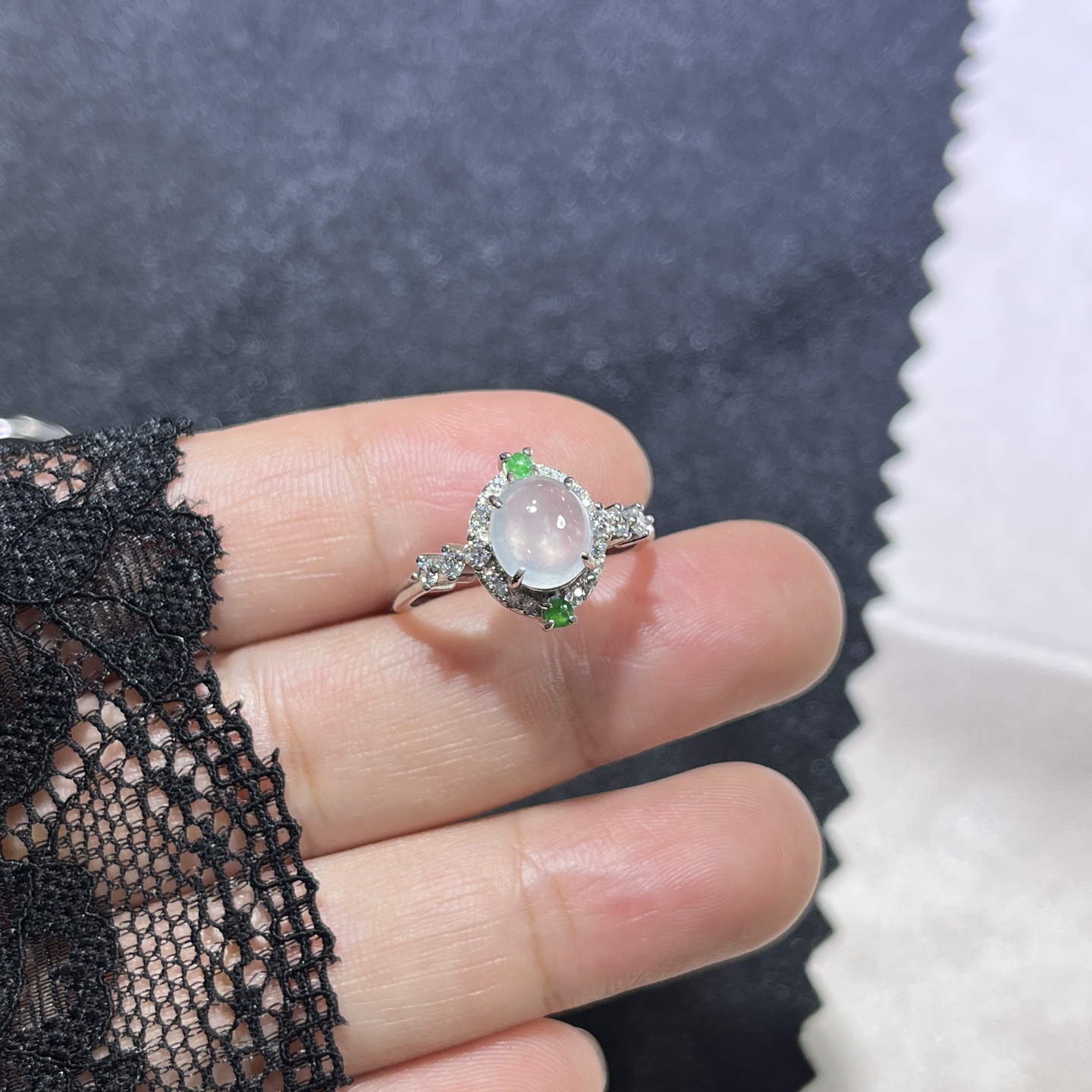 Myanmar Jade Silver-Set Exquisite Ring 2