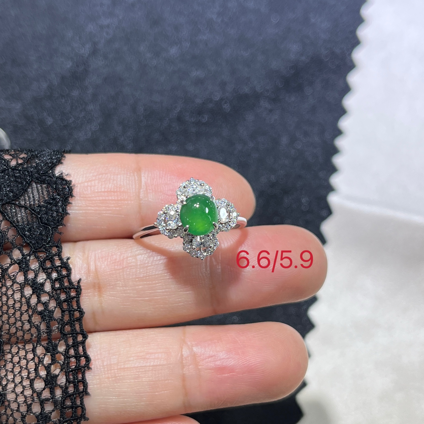 Myanmar Jade Silver-Inlaid Exquisite Ring