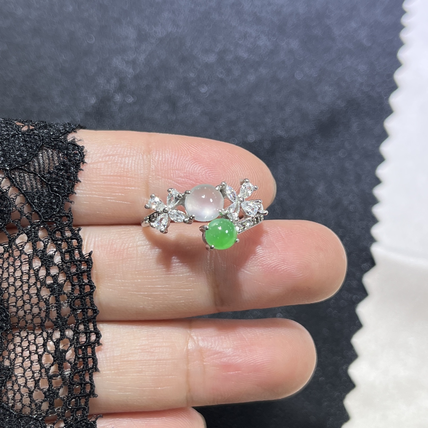 Myanmar Jade Silver-Set Exquisite Ring 4