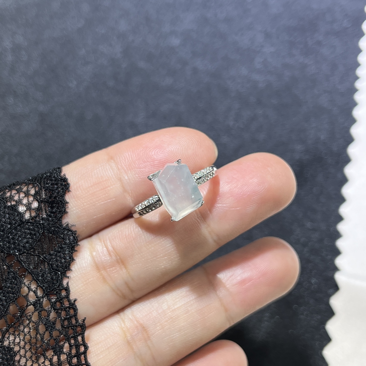 Myanmar Jade Silver-Inlay Ring 3