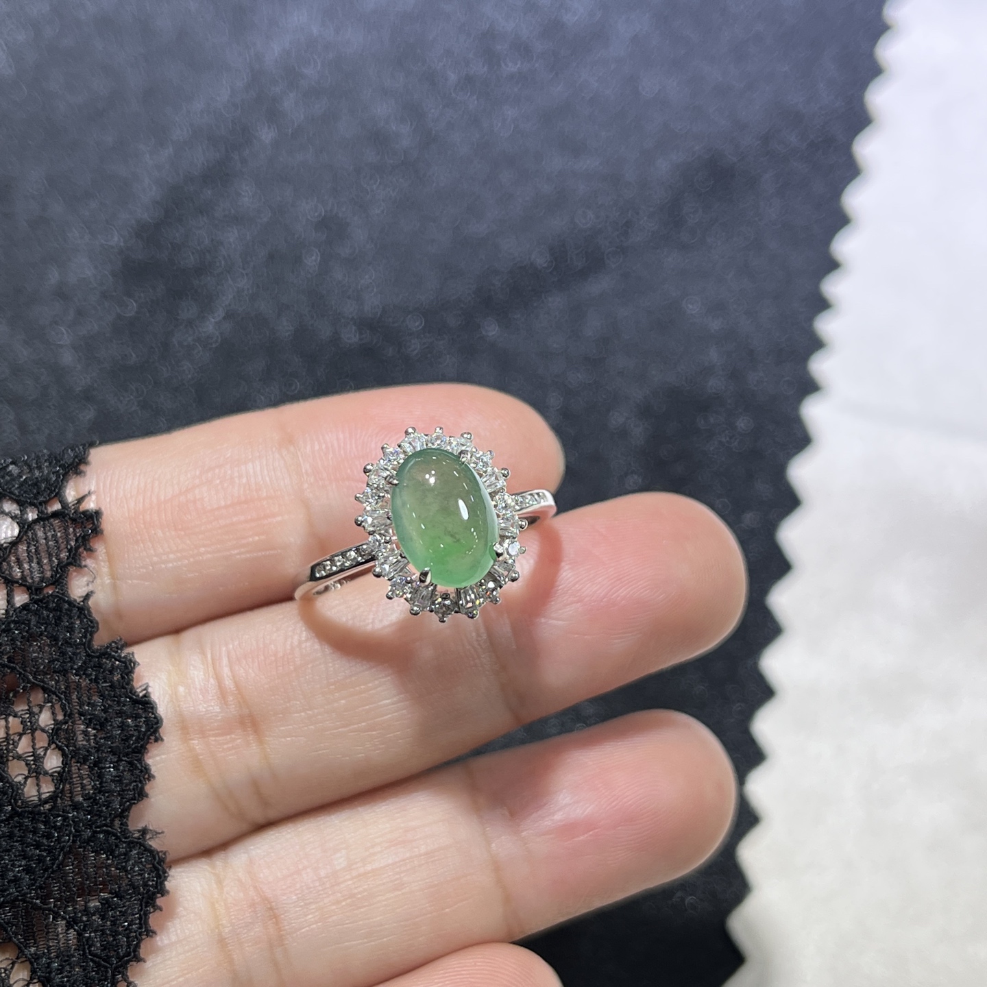 Myanmar Jade Silver-Set Exquisite Ring 4