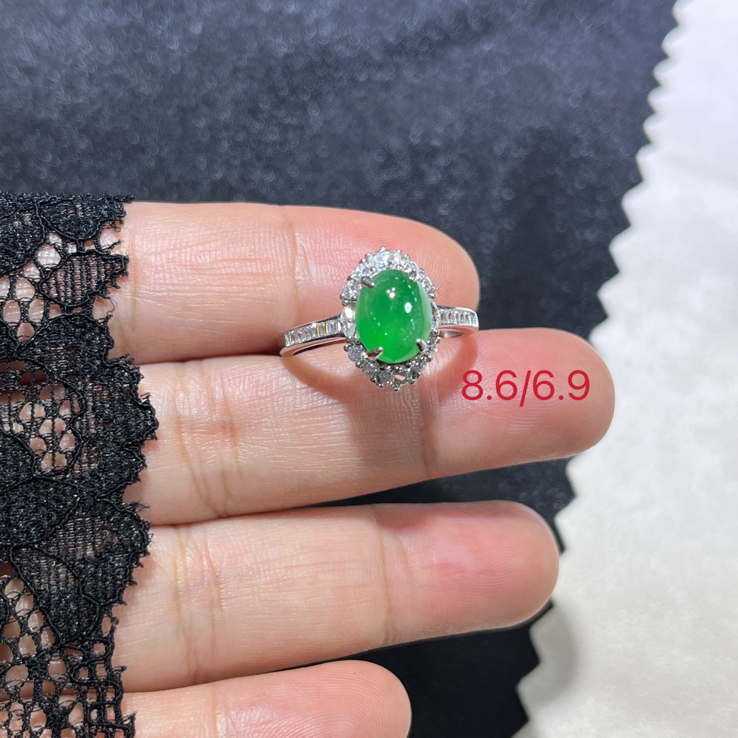 Myanmar Jade Silver-Set Green Ring
