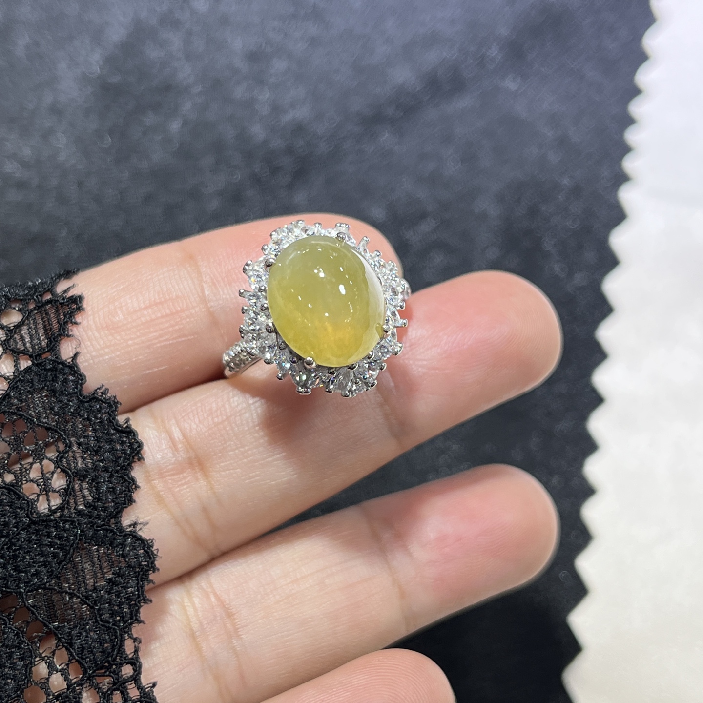 Myanmar Jade Silver-Set Exquisite Ring 4