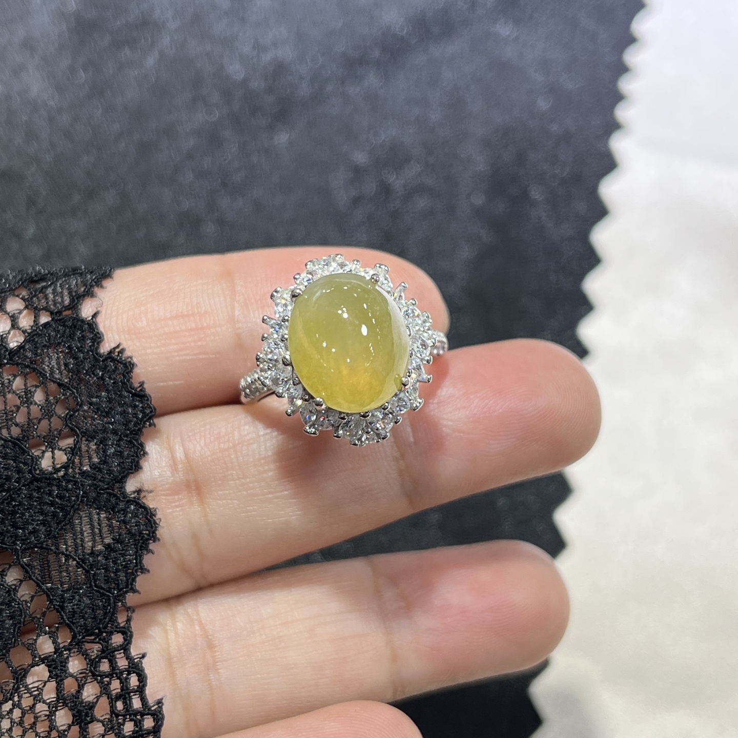 Myanmar Jade Silver-Set Exquisite Ring 2