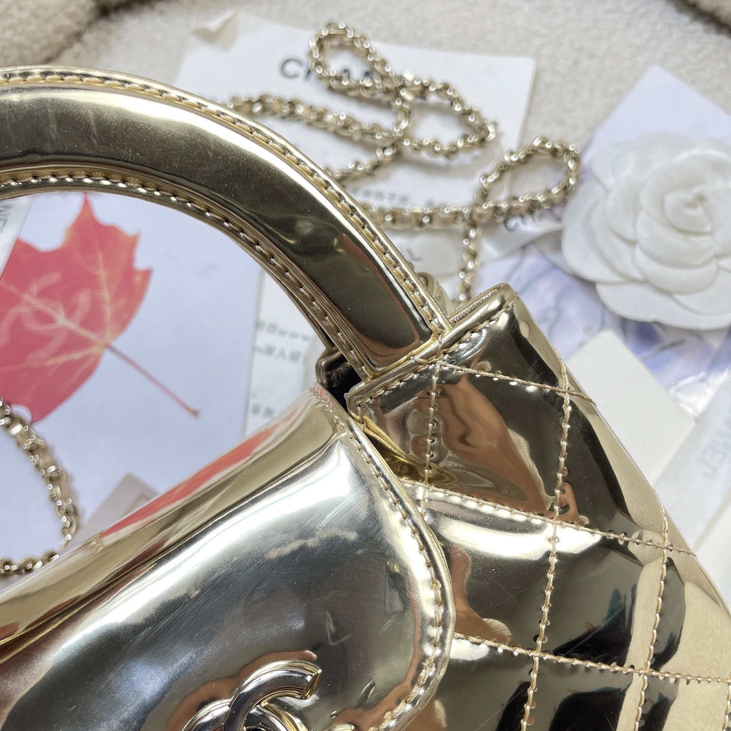 Chanel Style Leather Top Handle Bag style reference detail image 7 from source 776595