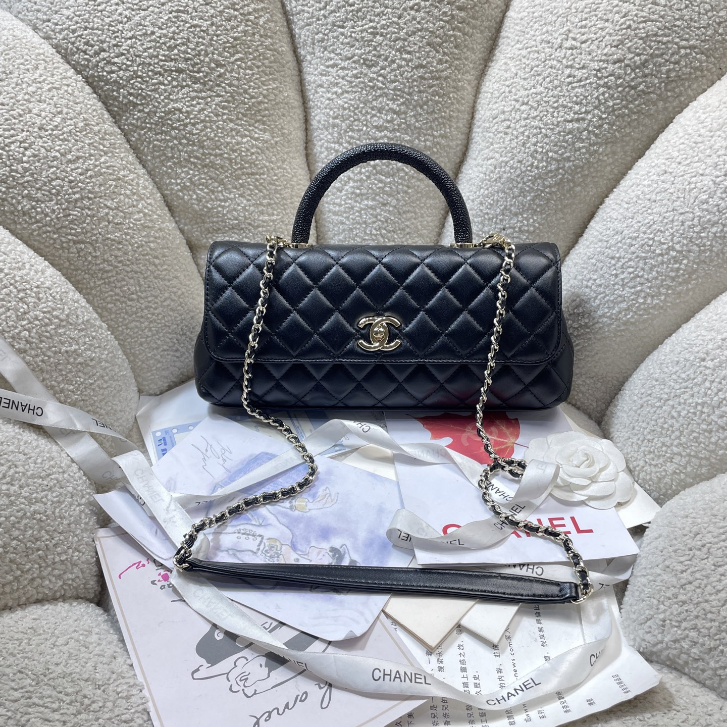 Chanel Style Black Leather Chain Bag Lookbook Reference image 1