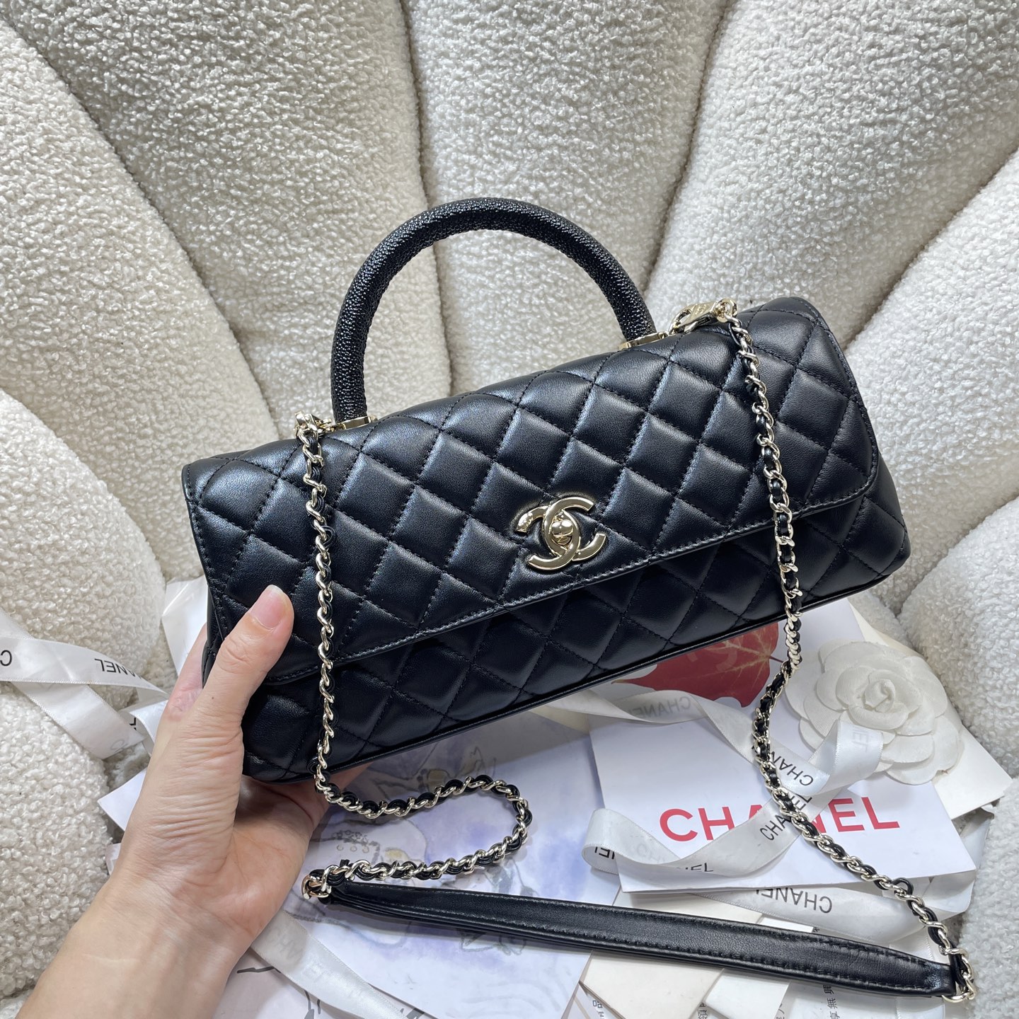 Chanel Style Black Leather Chain Bag Lookbook Reference image 2