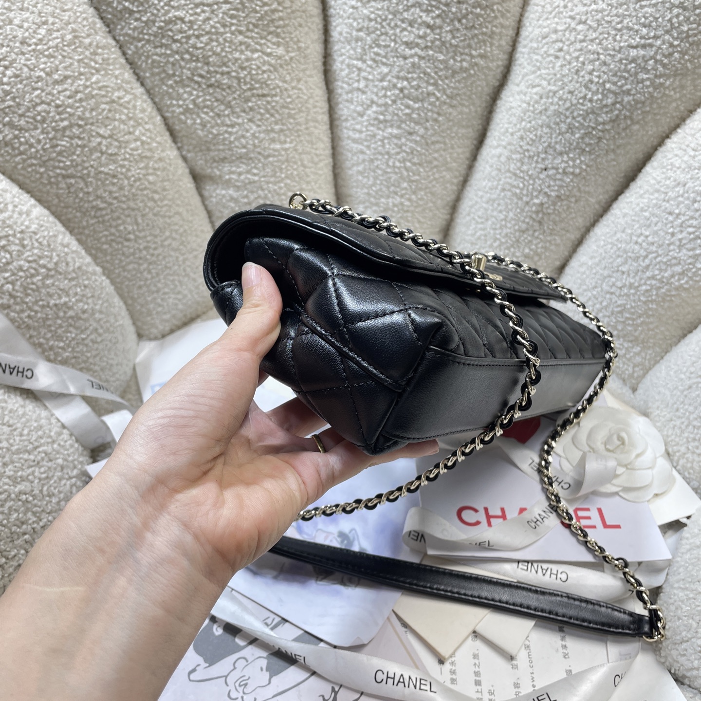 Chanel Style Black Leather Chain Bag Bags Chain Bag detail image 3 from source 785939