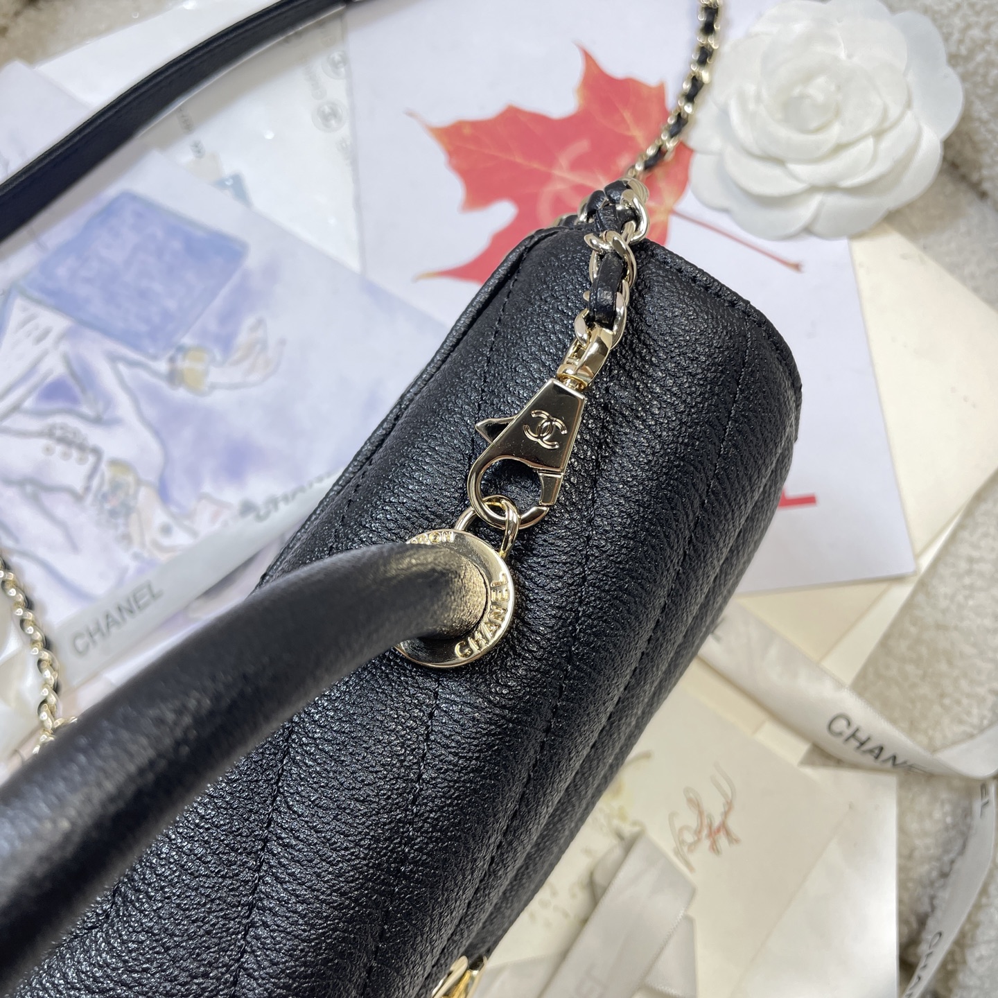 Chanel Style Black Leather Chain Bag Bags Chain Bag detail image 7 from source 785938