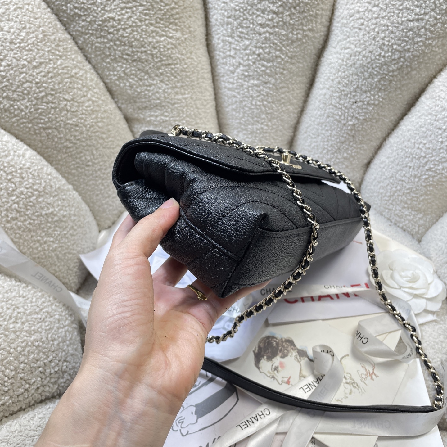 Chanel Style Black Leather Chain Bag Bags Chain Bag detail image 3 from source 785938