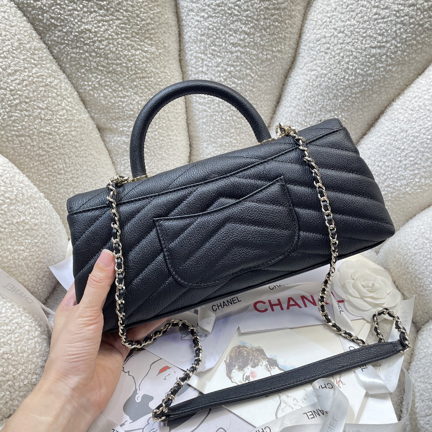 Chanel Style Black Leather Chain Bag Bags Chain Bag detail image 4 from source 785938