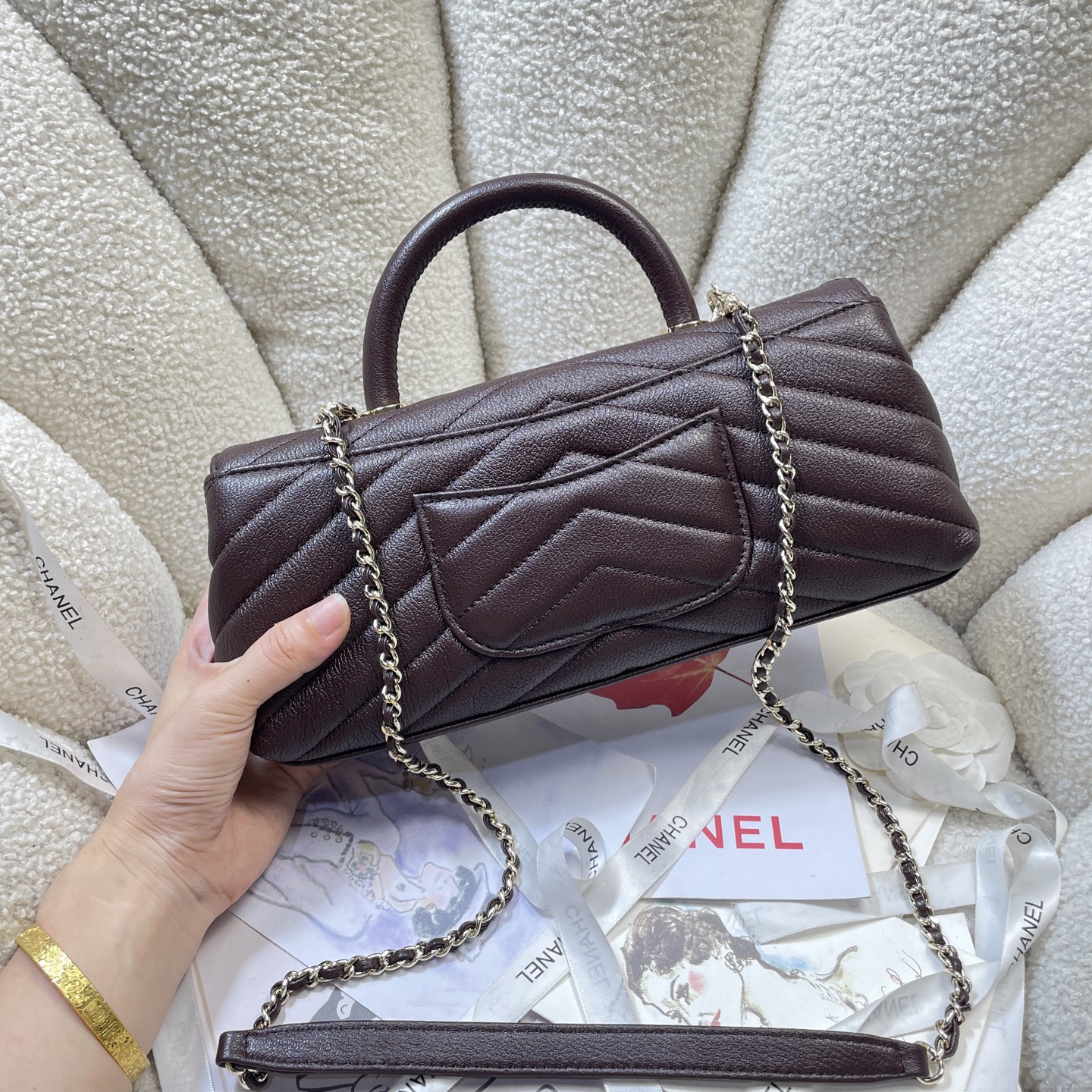 Chanel Style Black Leather Chain Bag Bags Chain Bag detail image 4 from source 785949