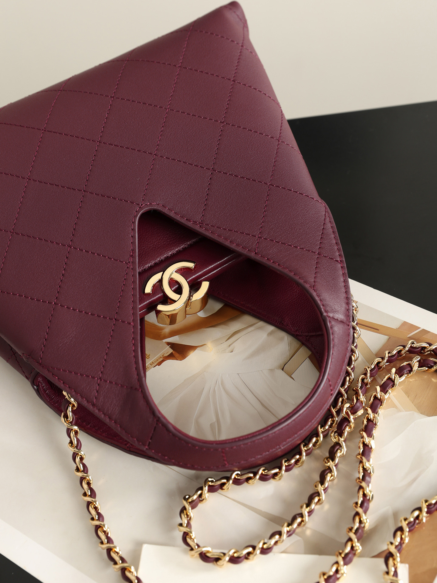 CHANEL Quilted Leather Top Handle Chain Bag