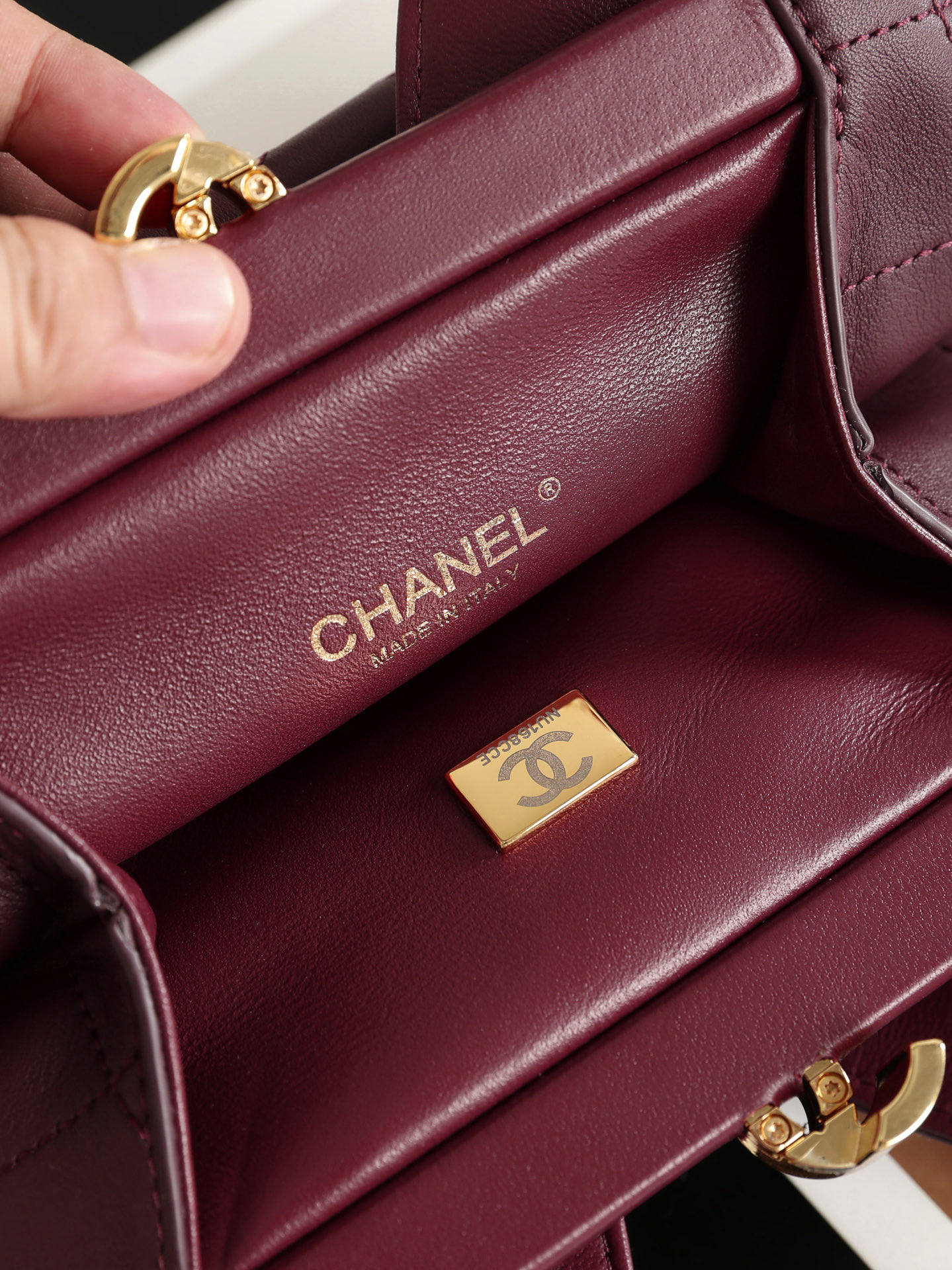 CHANEL Quilted Leather Top Handle Chain Bag
