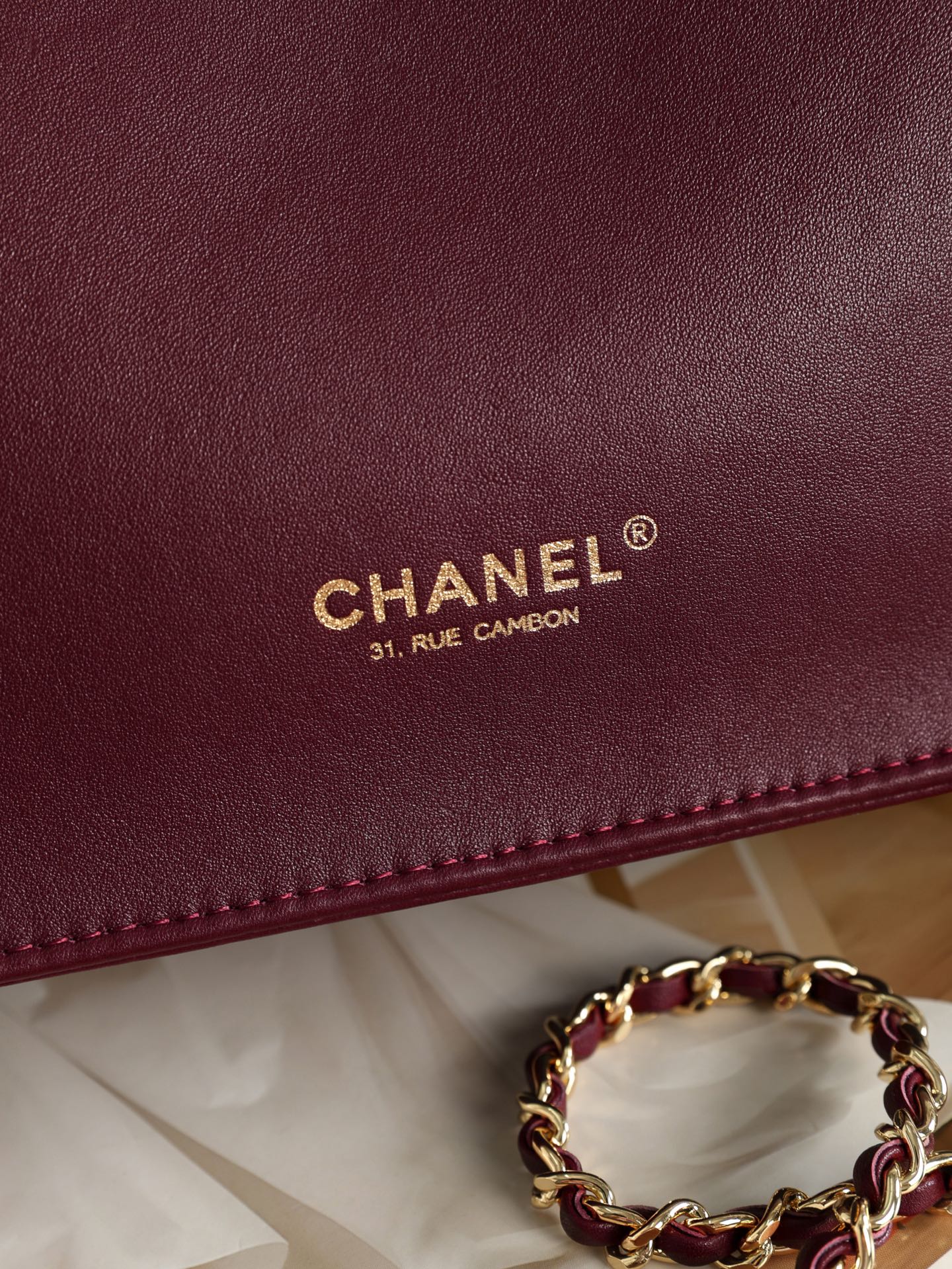 CHANEL Leather Chain Tote Bag