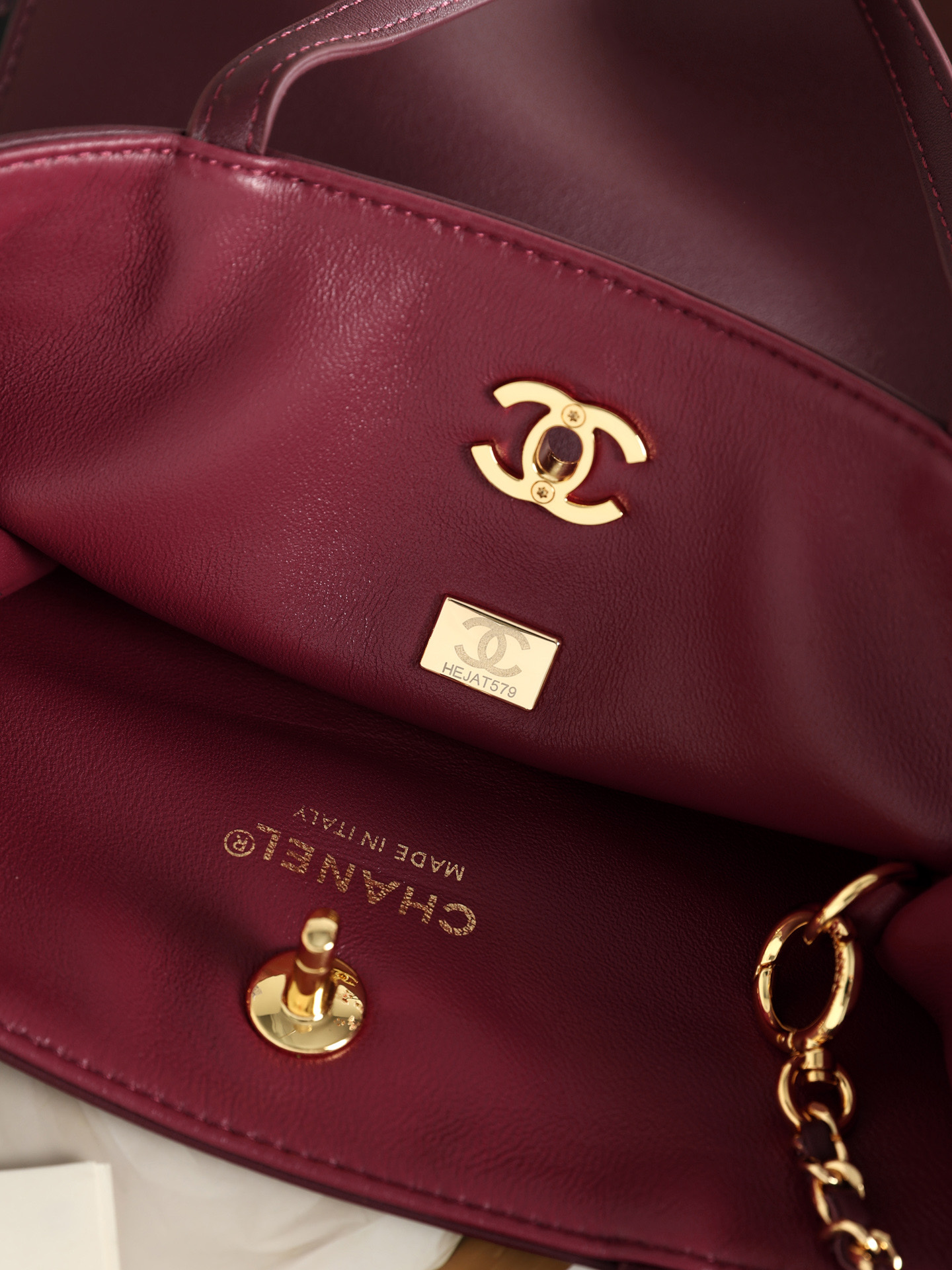 CHANEL Leather Chain Tote Bag