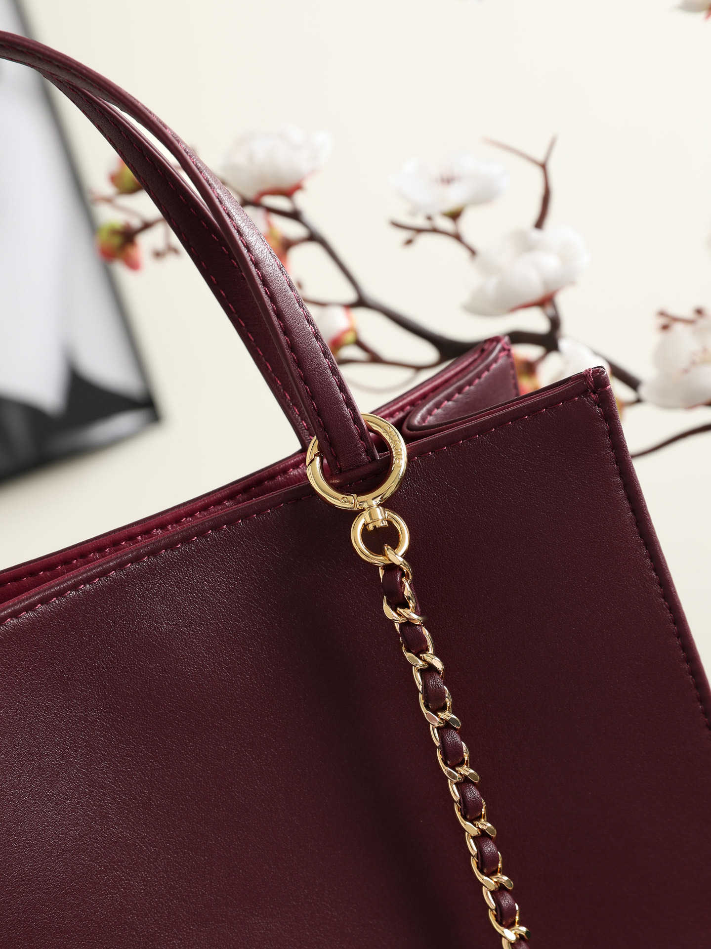 CHANEL Leather Chain Tote Bag