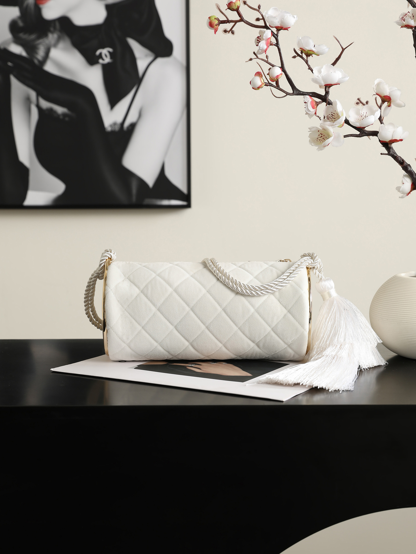 Chanel White Quilted Chain Shoulder Bag