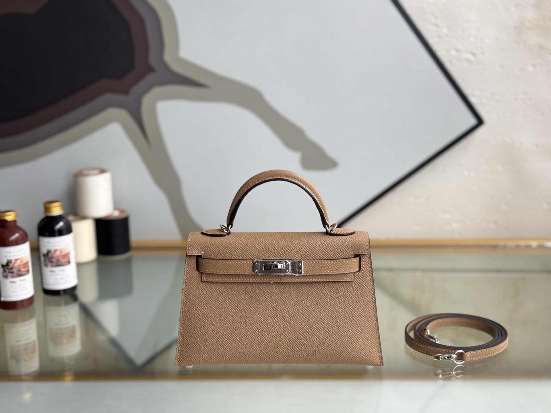 NO:698889,Kelly second generation, milk tea color, silver buckle, 19cm, imported E leather, fully hand-stitched, Hermes, Hermes, Hermes,19860909Kelly二代 奶茶色 银扣 19cm 进口E皮 全手缝,爱马仕,hermes,Hermes,,Bag