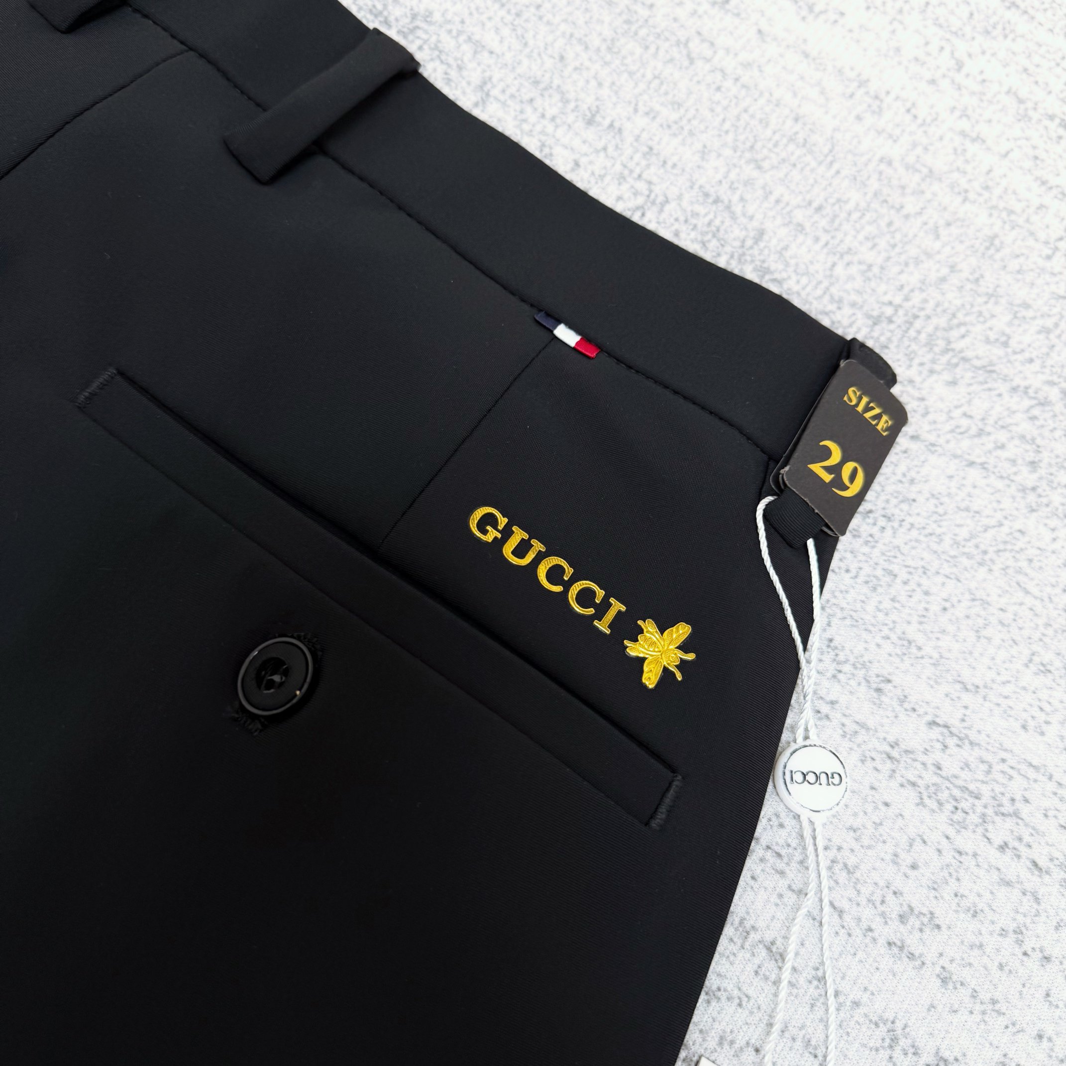 Gucci 古驰GUCCI小蜜蜂烫金字母牛奶丝四面弹休闲男士长裤西裤 男士商务休闲西裤 外贸行货