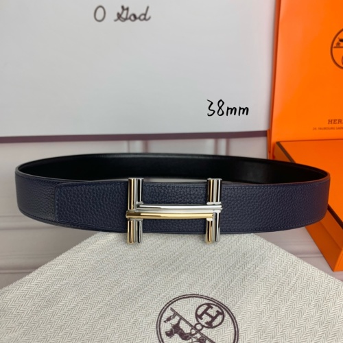 Hermes Double-Sided Leather Belt with H Buckle, 38mm 1 Hermes Double-Sided Leather Belt with H Buckle, 38mm