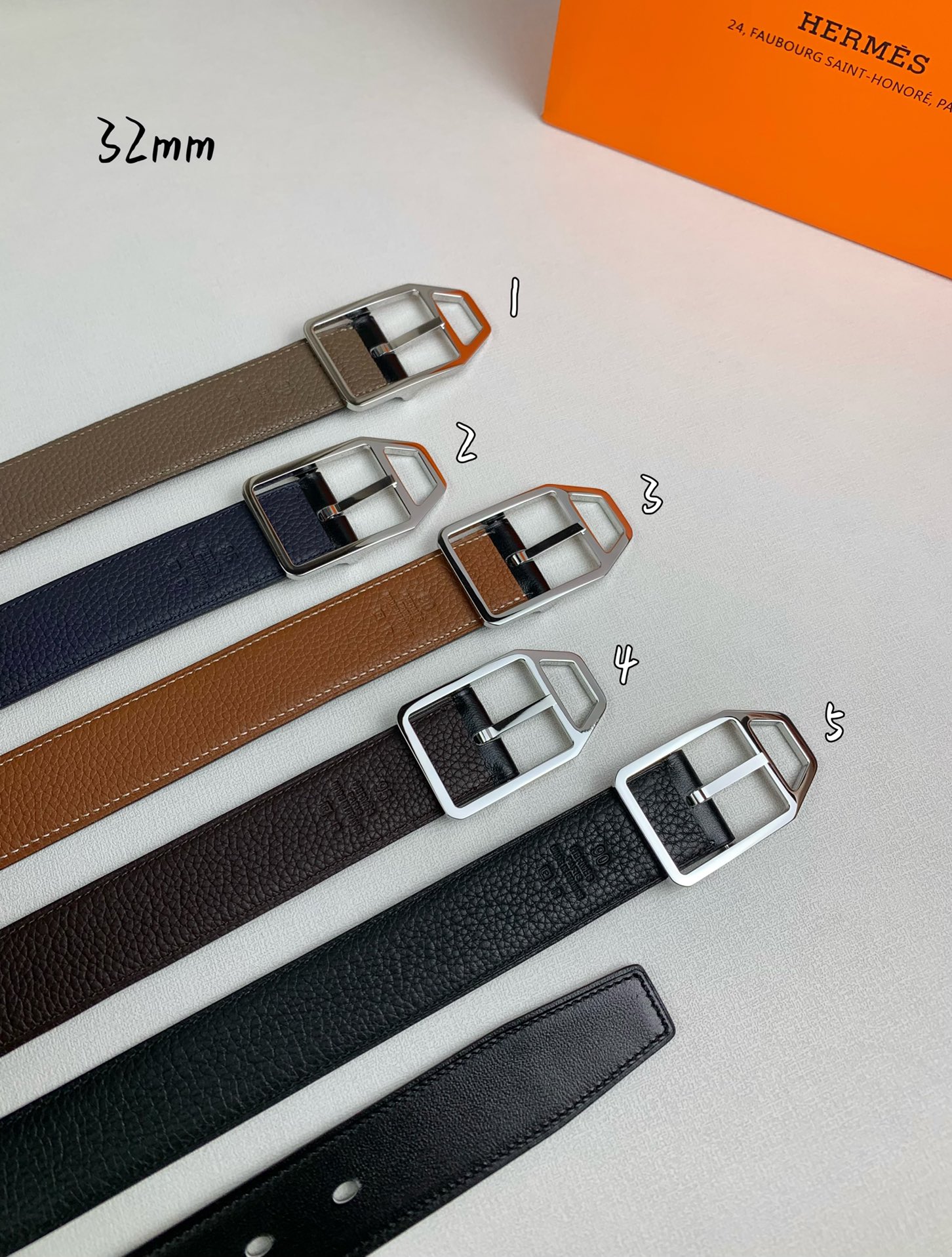   Hermès 爱马仕针扣  原单品质 进口头层牛皮 荔枝纹搭配黑色平纹   32mm宽  双面可用 