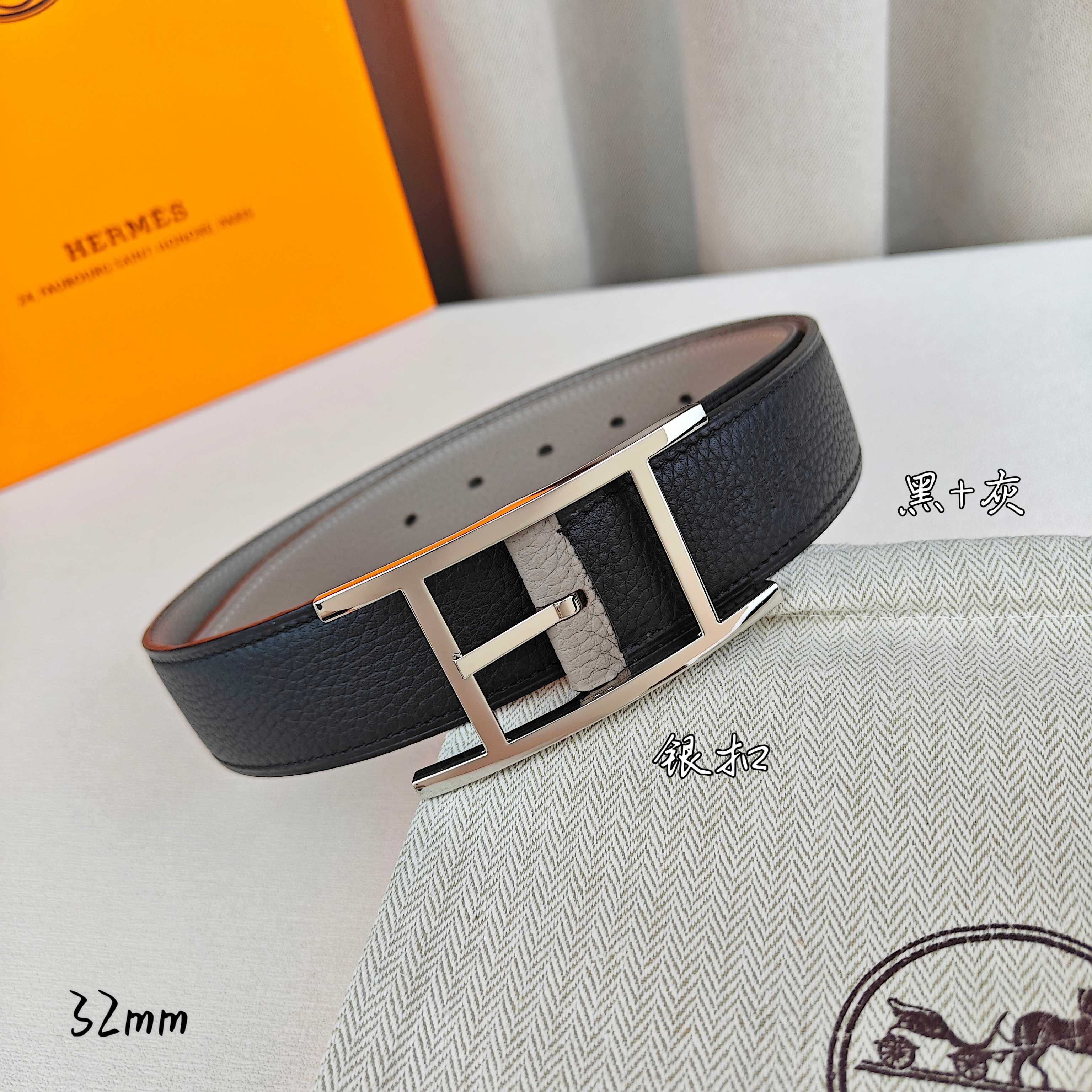 Hermès 爱马仕针扣皮带 双面荔枝纹 黑+卡其 32mm宽-Top High Quatity Cheap Sneakers Fashion Clothing Clothes Bags handbags Shoes of all Brand wholesale With The best Quality And Beautiful Price from China Factory Chinese suppliers wholesaler seller Hermès 爱马仕针扣皮带 双面荔枝纹 黑+卡其 32mm宽